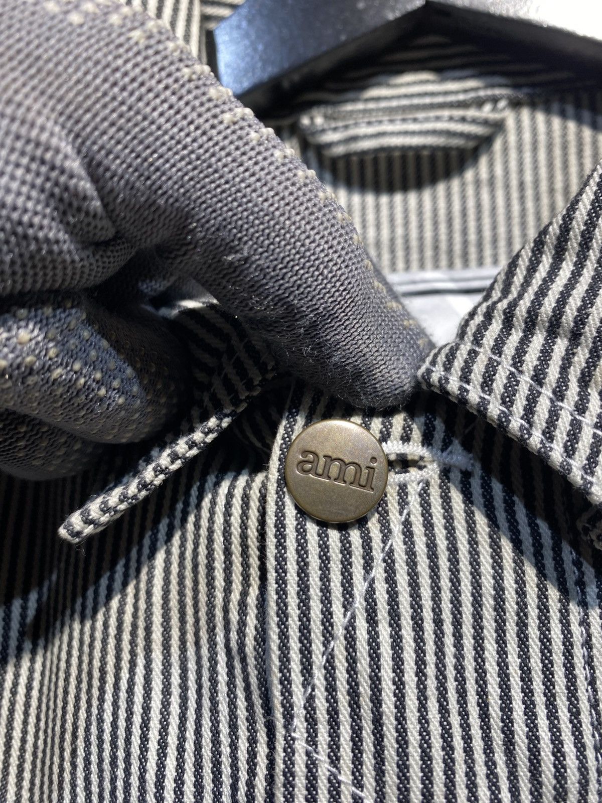 AMI Ami Alexandre Mattiussi Stripe Denim Jacket French Designer Size US M / EU 48-50 / 2 - 8 Thumbnail