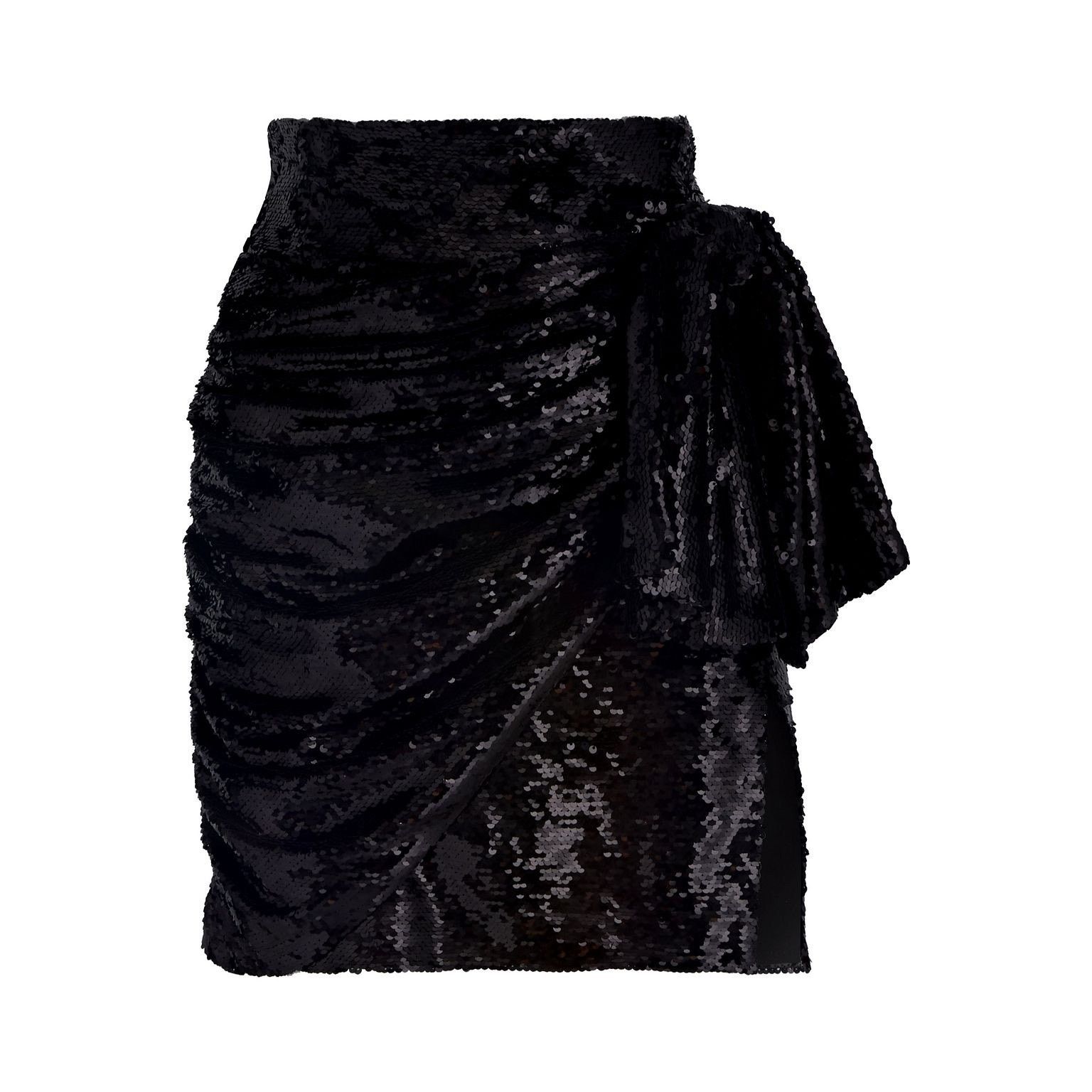 16Arlington 16Arlington Sequin Bow Draped Mini Skirt Black sz US 4 UK 8 Size 27" / US 4 / IT 40 - 2 Thumbnail