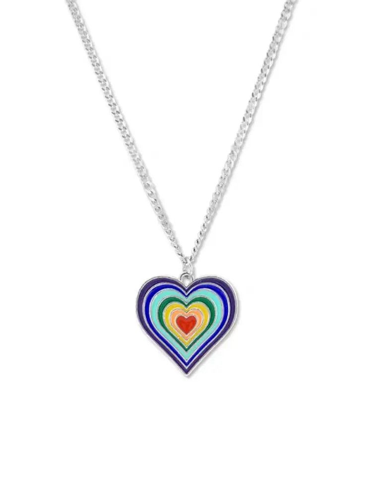 Designer × Japanese Brand × Vintage Rainbow Heart Rare Design Necklace Size ONE SIZE - 3 Thumbnail