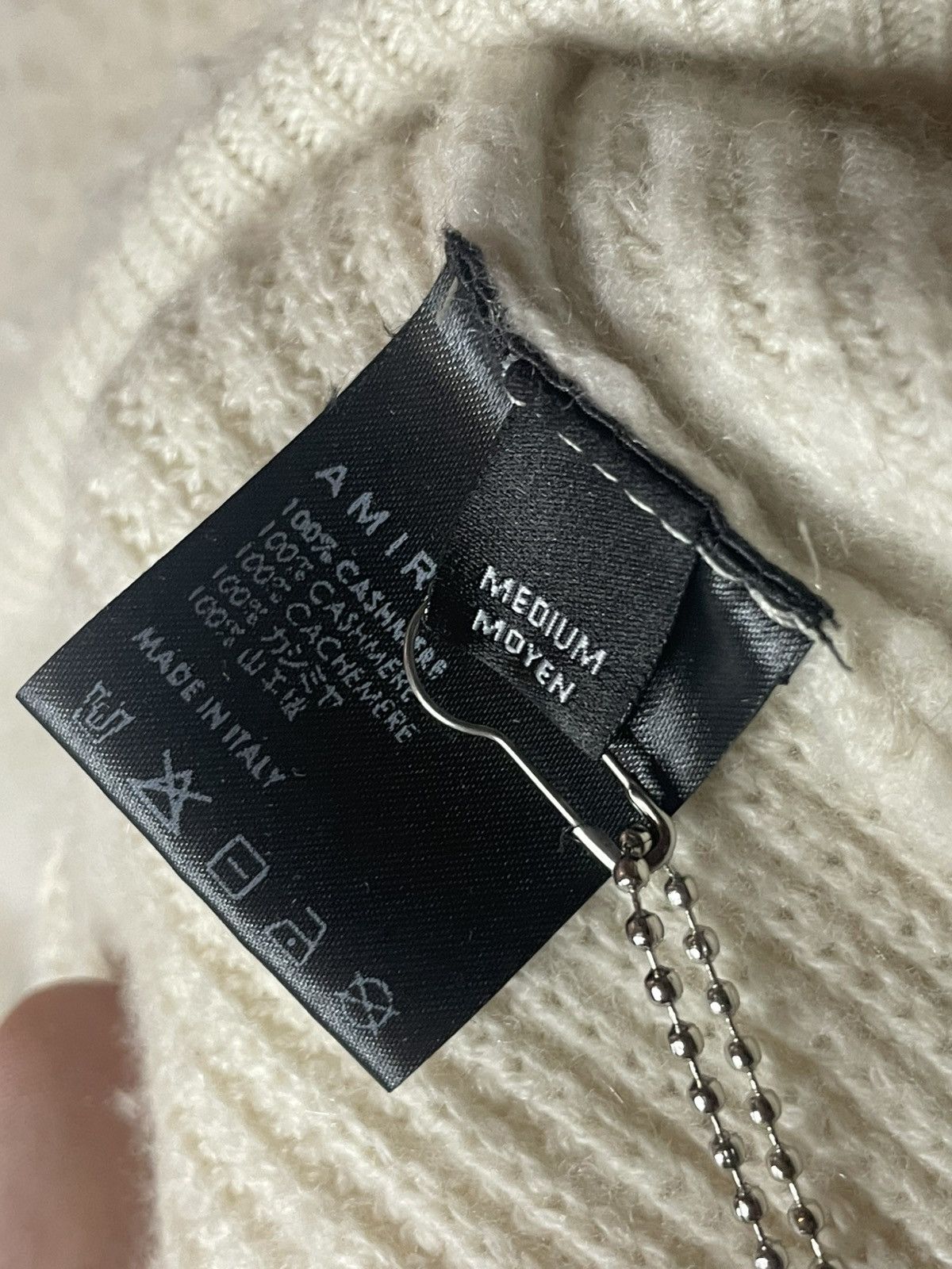 Amiri AMIRI Distressed Cable Knit Turtleneck Sweater Cream Size US M / EU 48-50 / 2 - 8 Thumbnail