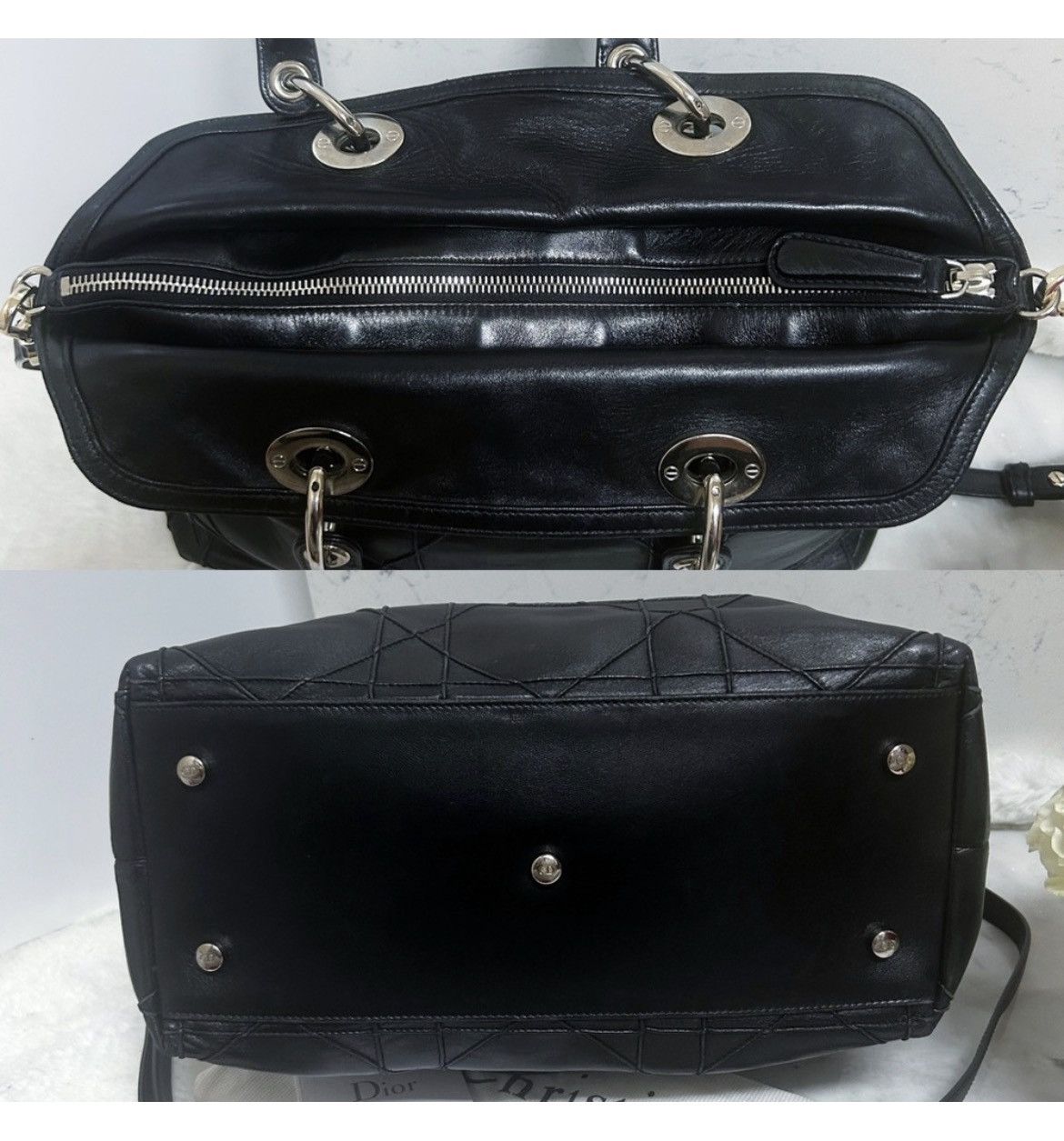 Dior Authentic Dior Gorgeous Black Medium Cannage Granville Bag Size ONE SIZE - 10 Thumbnail