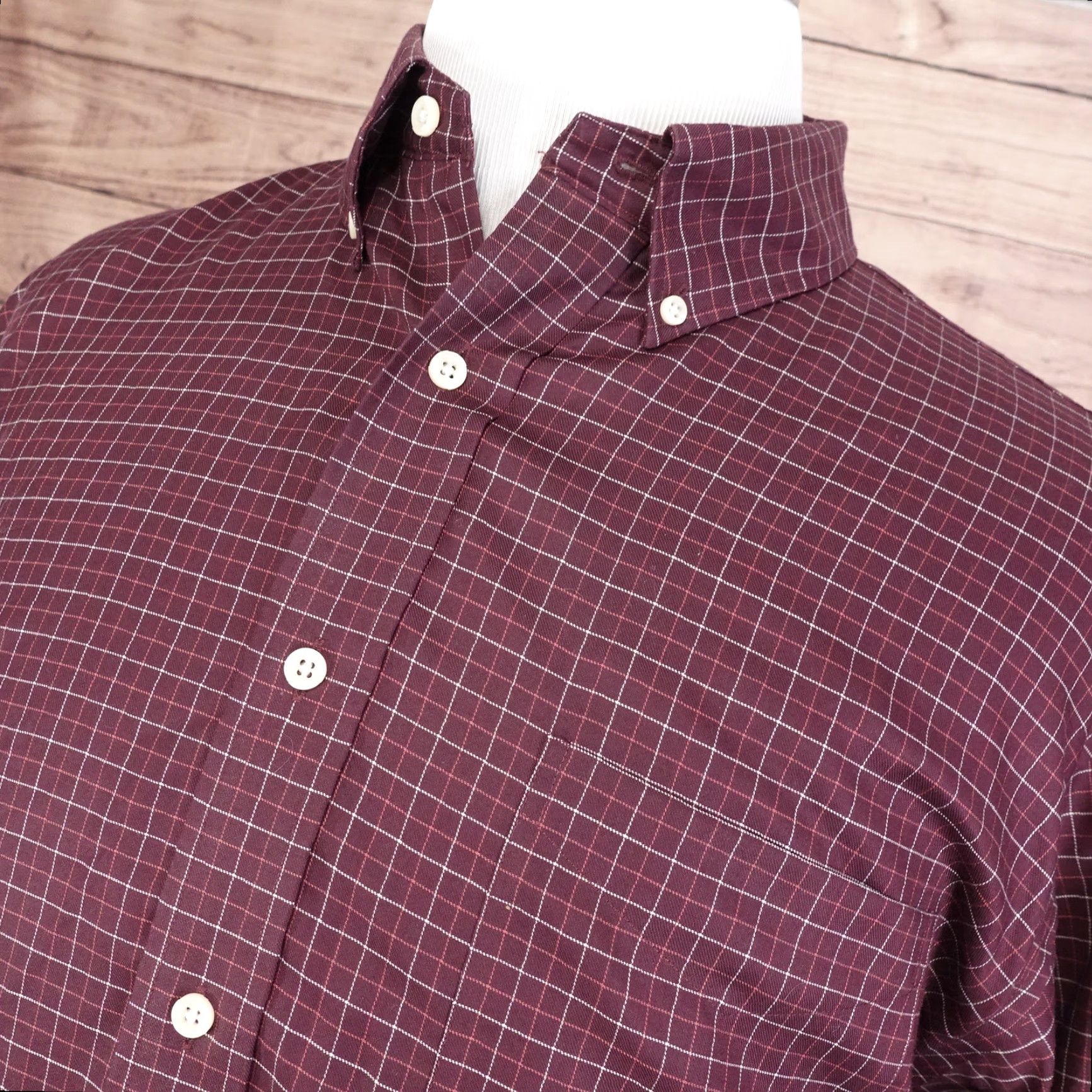 Cremieux VINTAGE Daniel Cremieux Check Shirt Men's XL Burgundy Cotton Classic Fit Button-Up Size US XL / EU 56 / 4 - 2 Thumbnail