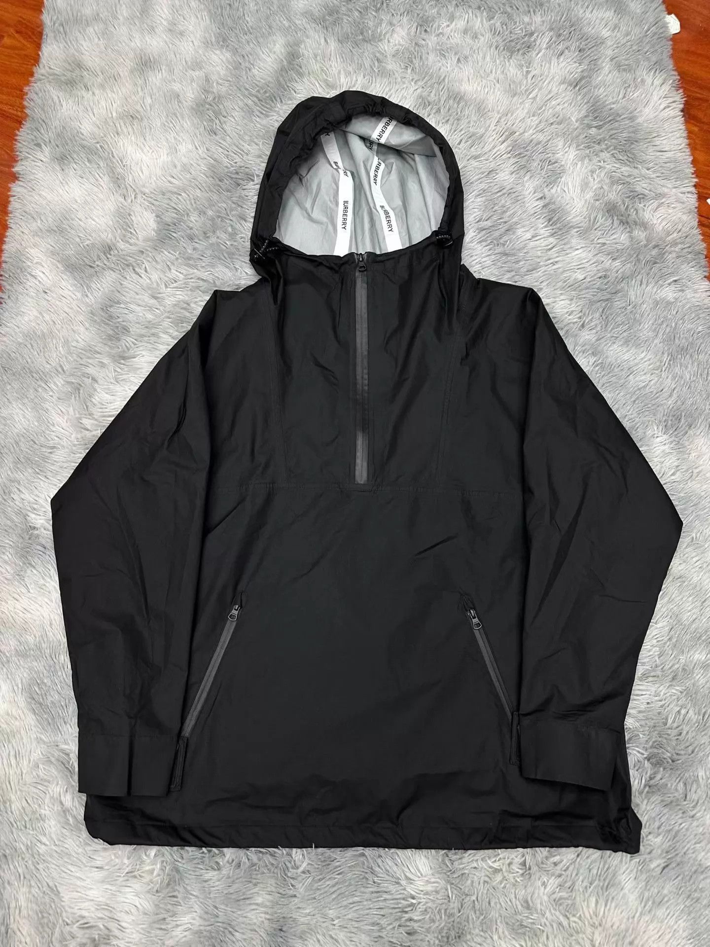 Burberry Black Hooded Light Jacket with Zip Pockets - Size S Size US S / EU 44-46 / 1 - 1 Thumbnail