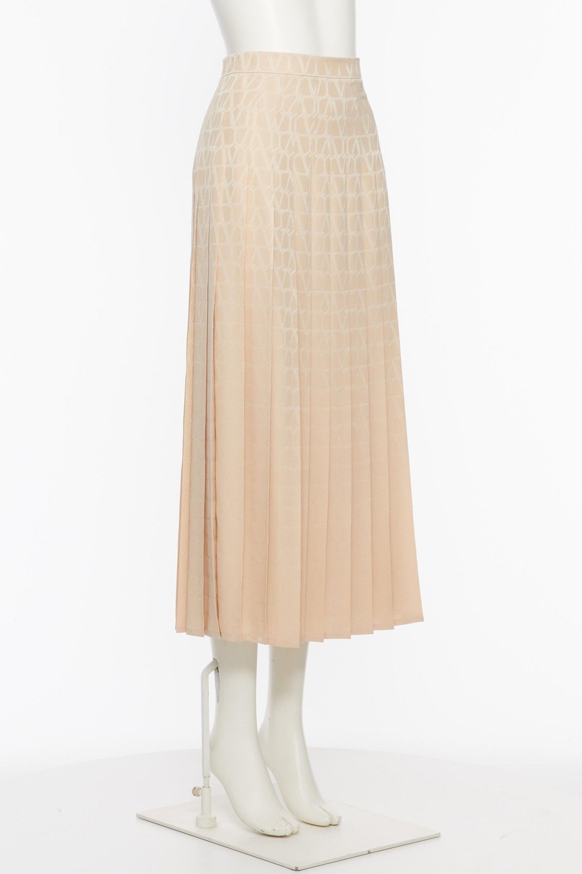 Valentino o1s1wg110525 Pleated Silk Skirt in Medium Beige Size 30" / US 8 / IT 44 - 2 Thumbnail