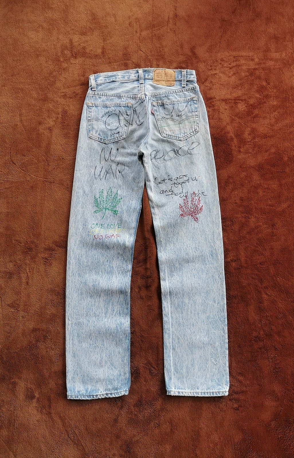 Levi's 90s Vintage Levis 501 Bob Marley Hitomi Handmade Denim Jeans Size US 28 / EU 44 - 7 Thumbnail