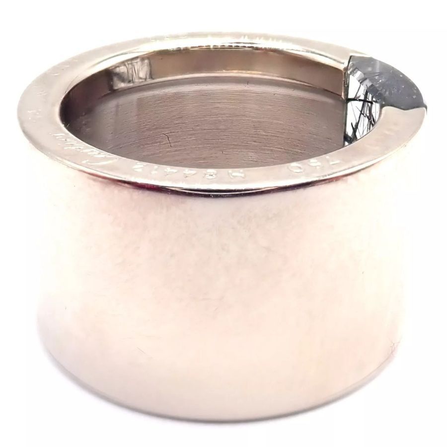 Cartier Cartier 18k White Gold Rutilated Quartz Wide Band Ring Size ONE SIZE - 4 Thumbnail