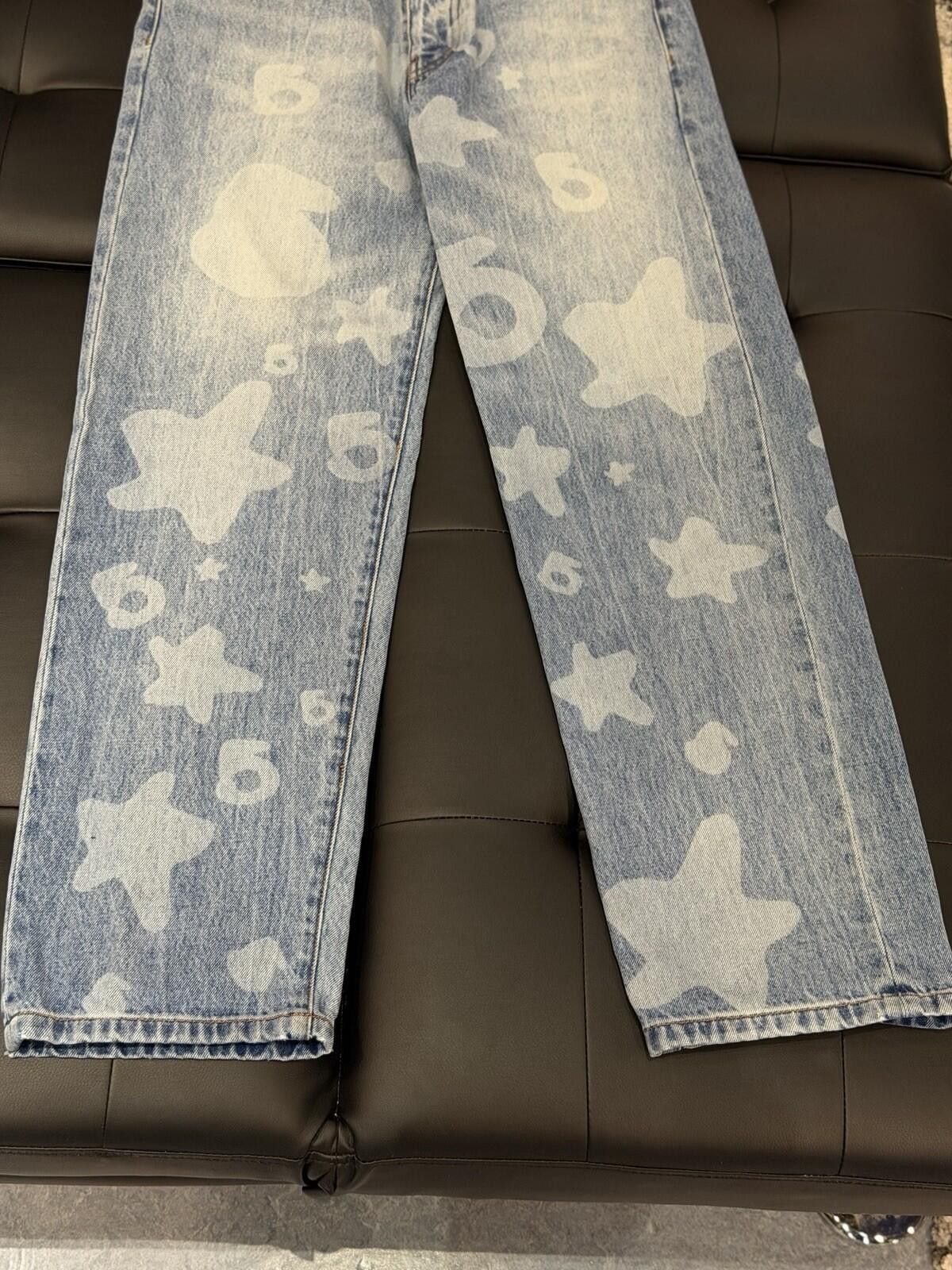 Sp5der Sp5der Men's Star Pattern Denim Jeans Button Zip (30) Size US 30 / EU 46 - 4 Thumbnail