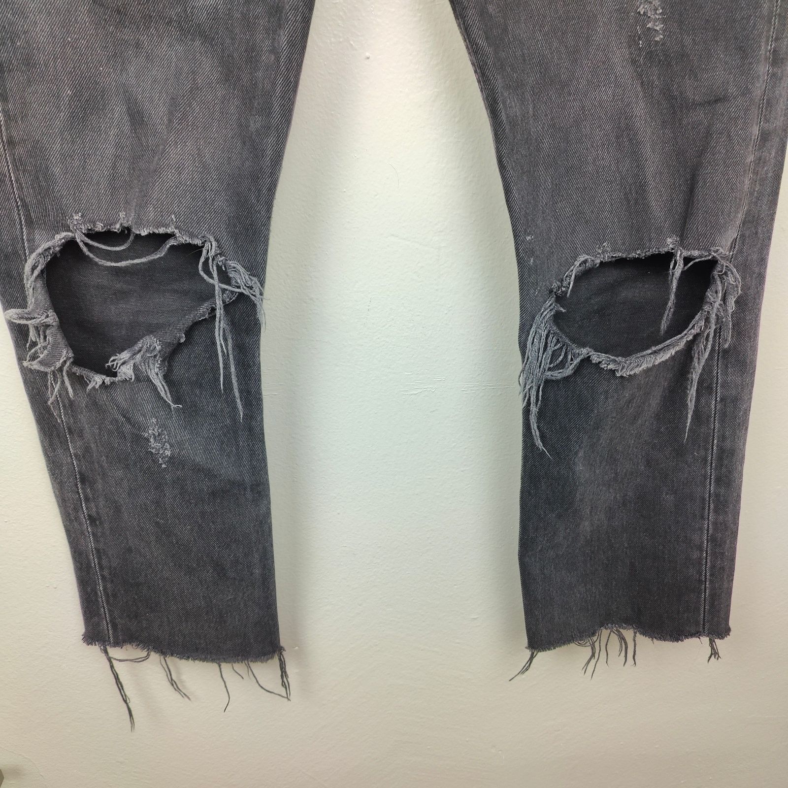 Agolde Agolde Cherie High Rise Straight Jeans 26 Distressed Black Size 26" / US 2 / IT 38 - 4 Thumbnail