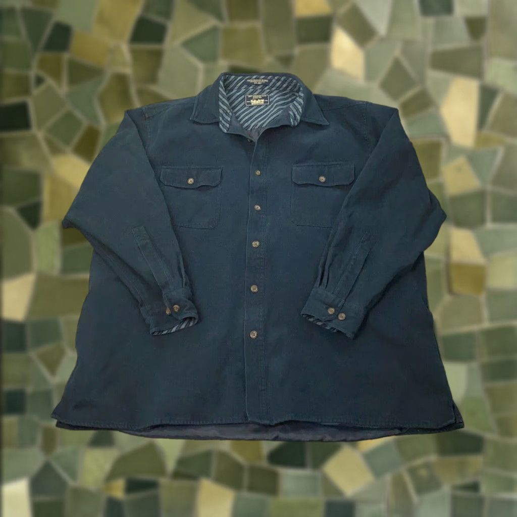 VINTAGE Levis Shirt Jacket Mens XXL Blue Chamois Shacket Lined Button Up
