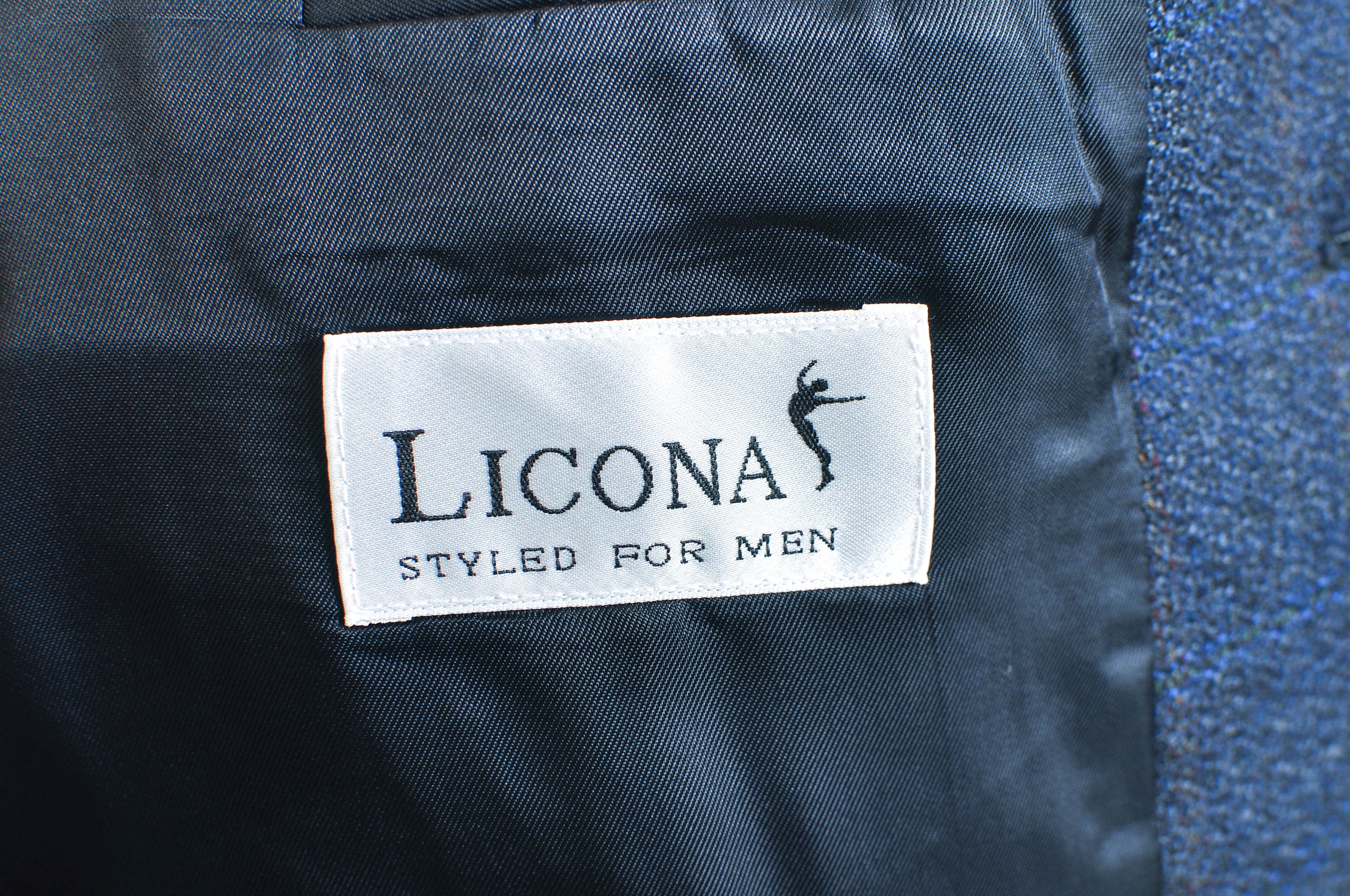 Other Vintage 80s Navy Checkered Wool Blazer Jacket by Licona Size 46R - 5 Thumbnail