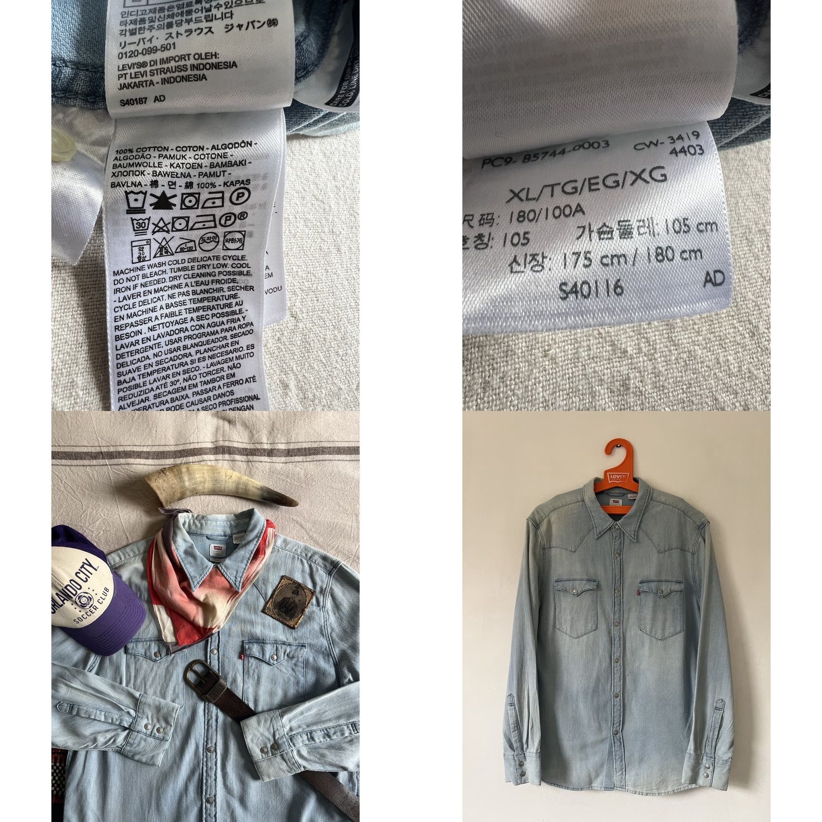 Levi's Levi's Barstow Shirt XL 2019 Western Denim Rivet Snap Pockets Blue Mens Size US XL / EU 56 / 4 - 10 Thumbnail