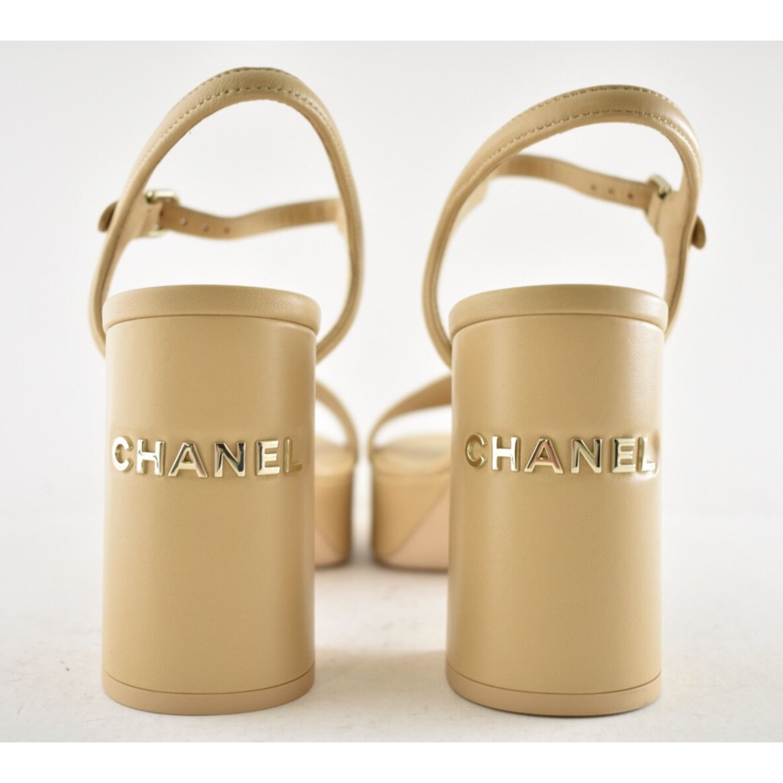 Chanel Chanel 24C Beige Nude Lambskin Leather Platform Ankle Size US 12 / IT 42 - 10 Thumbnail