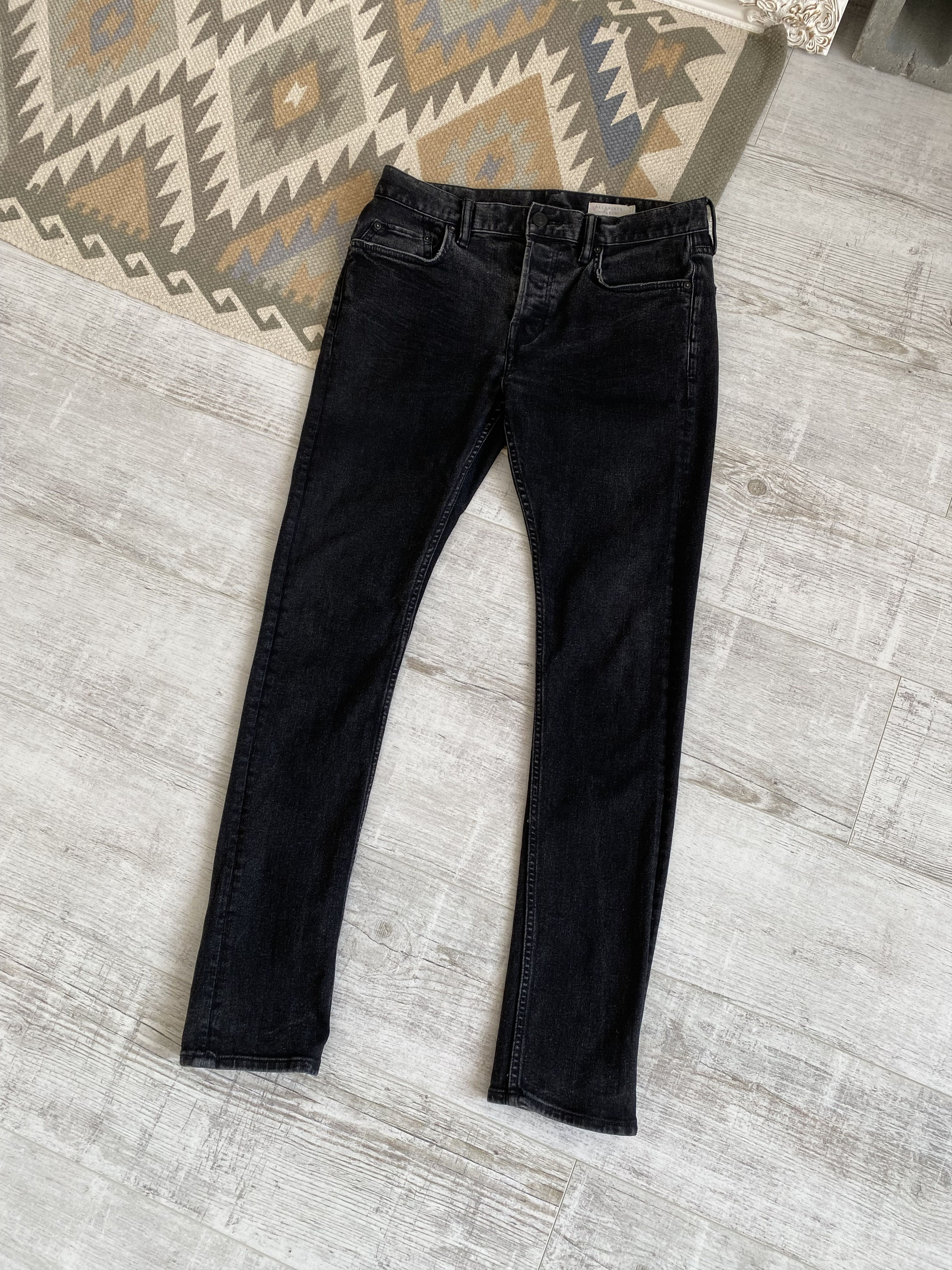 Allsaints Allsaints Cotton Black Washed Slim Denim Jeans Pants Size US 31 - 1 Thumbnail