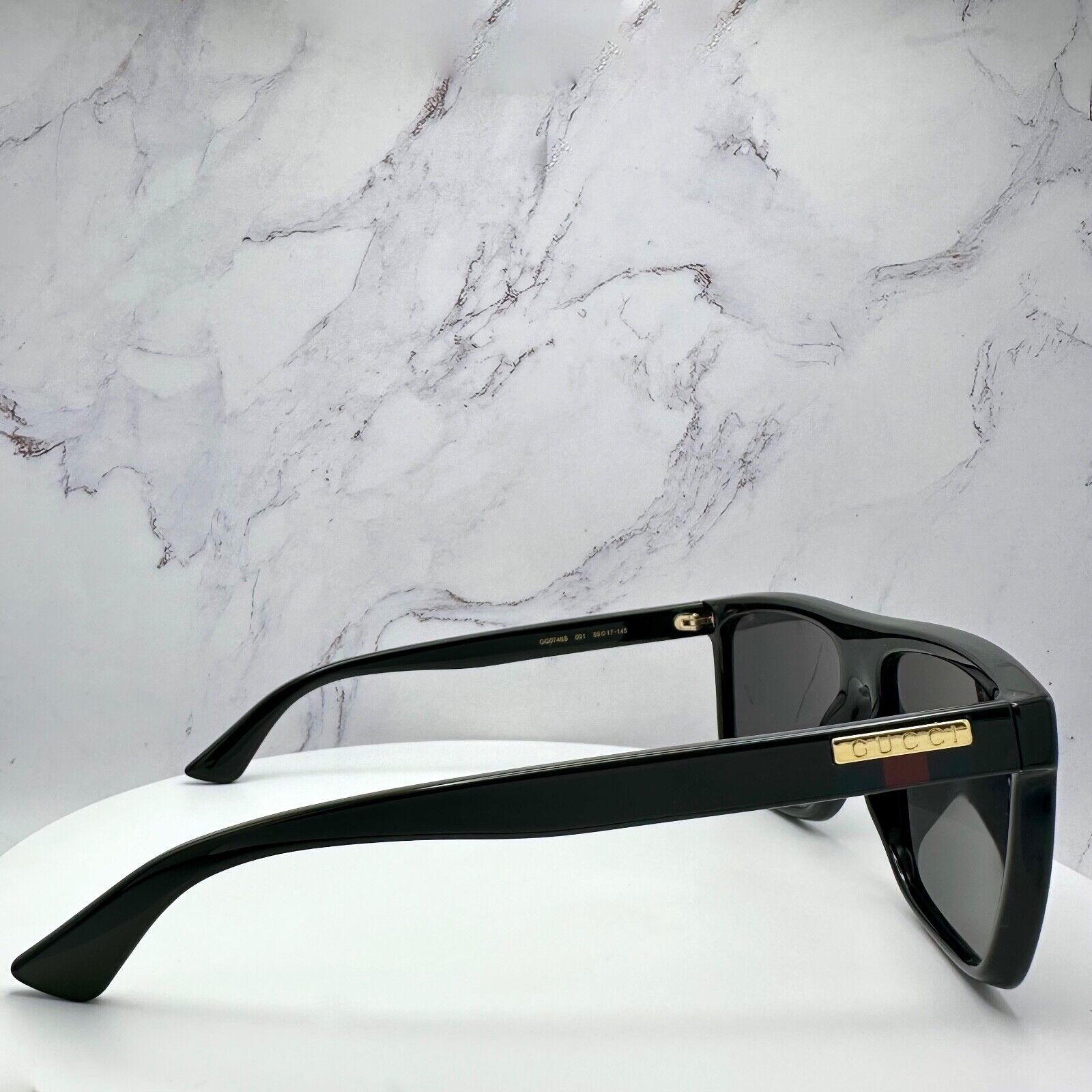 Gucci New GUCCI Sunglasses Black Square Aviator Gold Plate Size ONE SIZE - 4 Thumbnail
