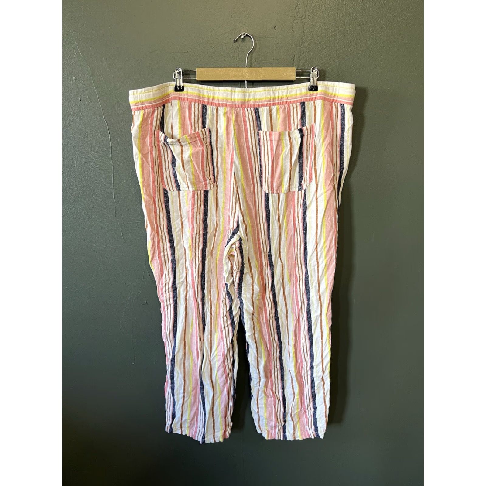 Old Navy Old Navy Womens Multicolor Striped Cropped Linen Pants 2XL Size XL Regular 26 Inseam Womens Linen Cropped Pants Multicolor Striped Size 40" / US 18 - 2 Thumbnail