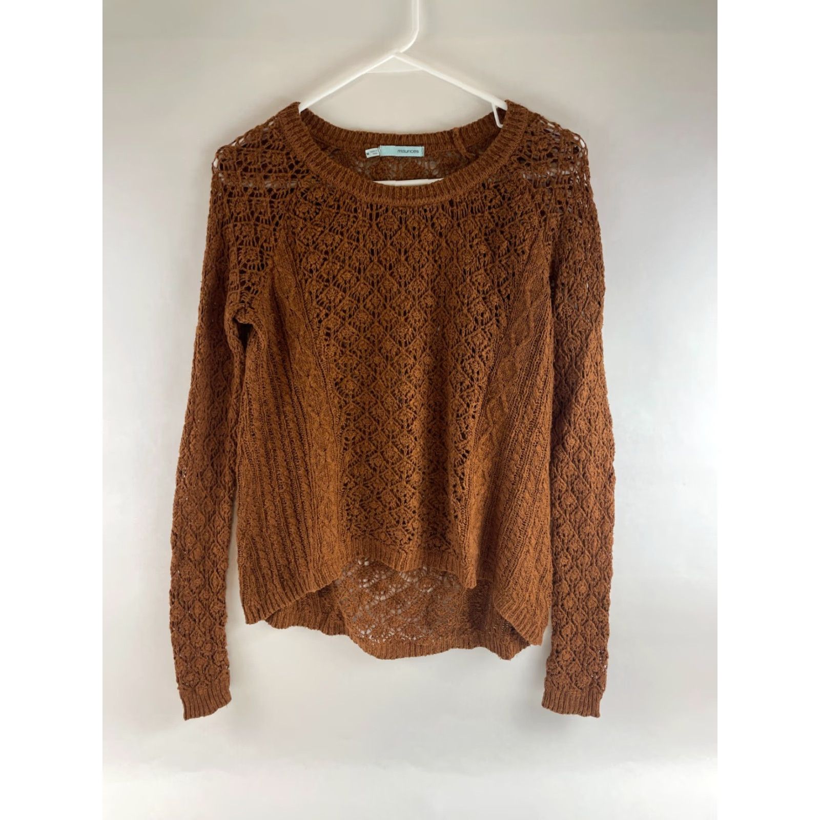 Vintage Maurices Sweater Women's Size M Brown Loose Knit Pullover Crew Neck Semi Sheer Knit Shirt Size M / US 6-8 / IT 42-44 - 2 Thumbnail