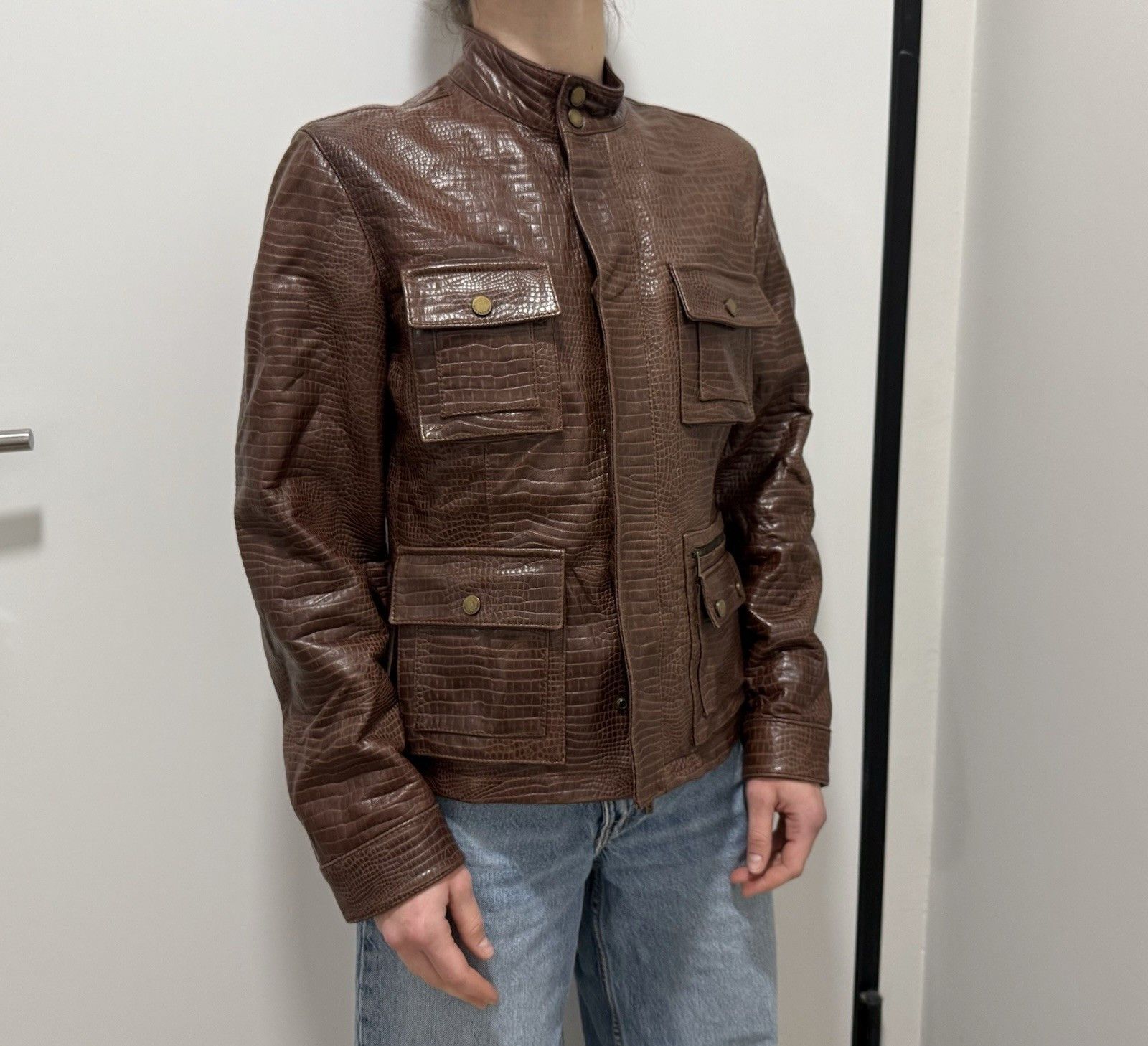 Ralph Lauren Sport DDP Vintage Ralph Lauren Sport embossed croc leather Jacket Size M / US 6-8 / IT 42-44 - 3 Thumbnail
