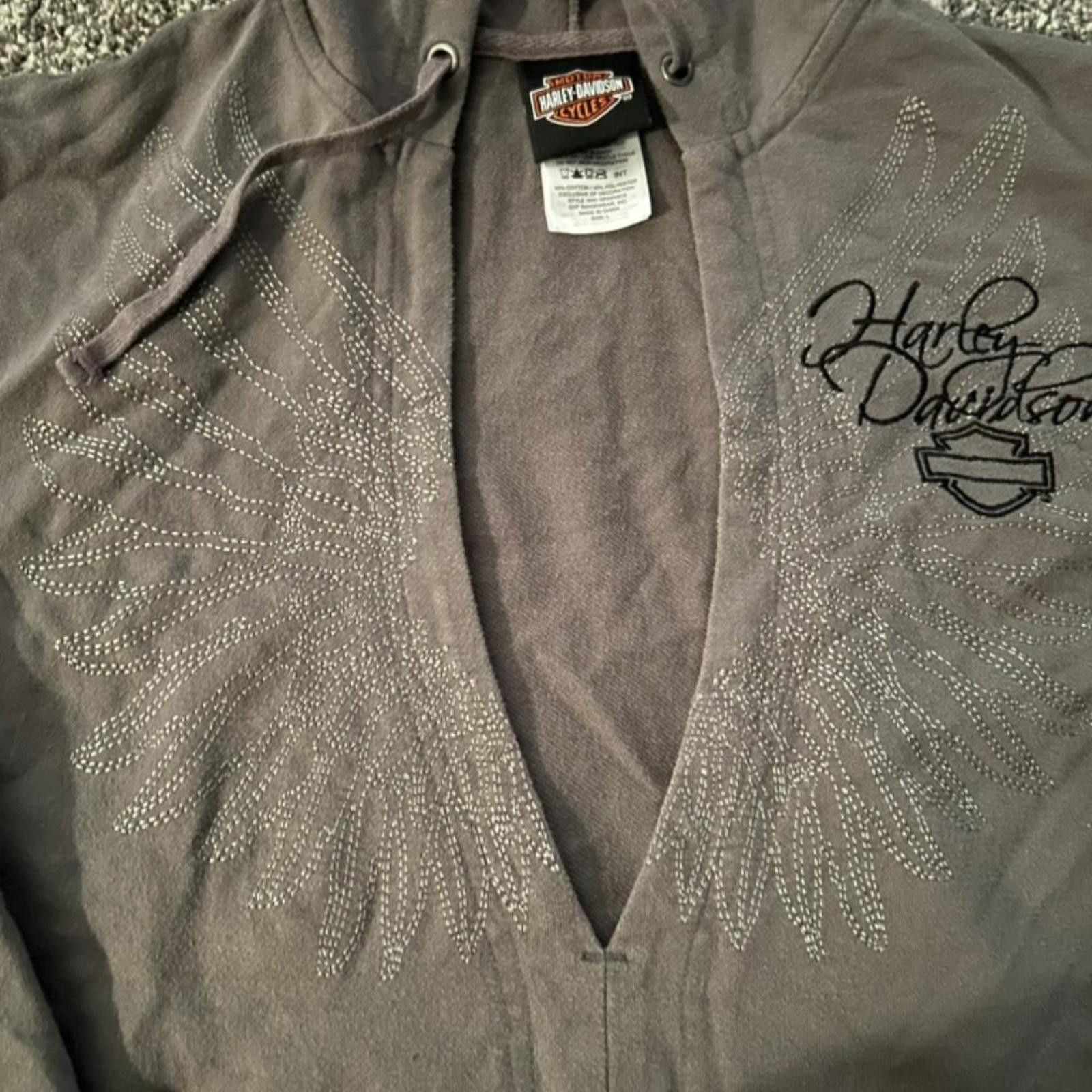 Harley Davidson Harley-Davidson Rhinestone Wing Hoodie Size L / US 10 / IT 46 - 4 Thumbnail