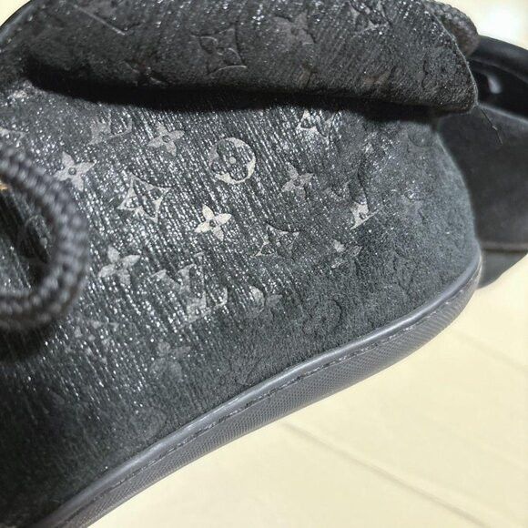Louis Vuitton Monogram Suede Sneaker Flap Shoes Black RARE! Size US 6.5 / IT 36.5 - 2 Thumbnail