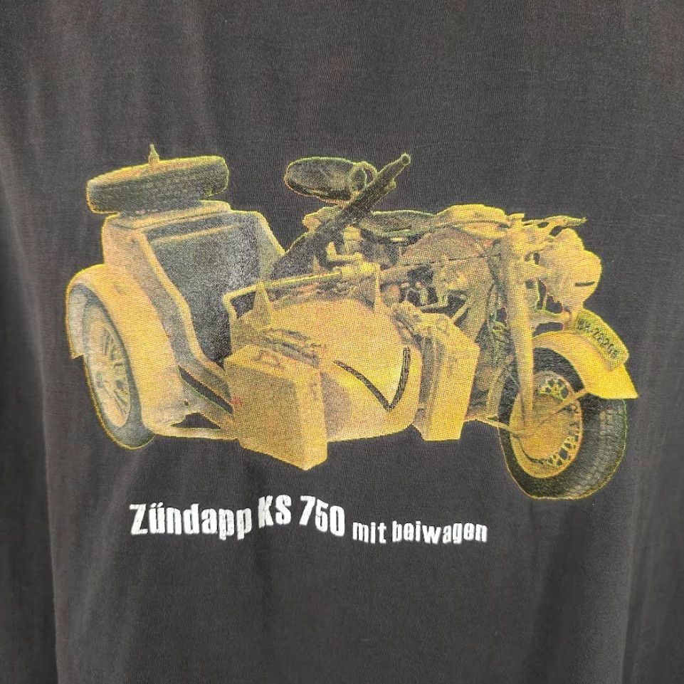 Vintage Rom88 Zundapp KS 750 T Shirt Mens 4XL Black Beiwagen Motorcycle With Sidecar T-Shirt Mens Regular Short Sleeve Crew Neck Vintage Biker Theme Size US XXL / EU 58 / 5 - 3 Thumbnail