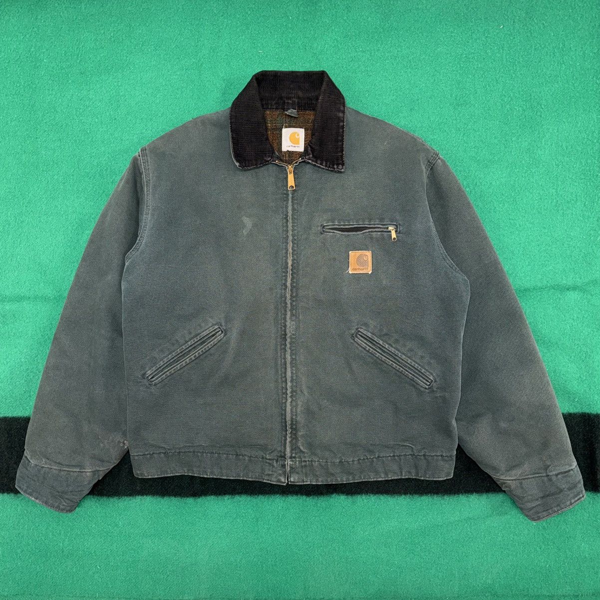 Carhartt RARE VTG 90s Hunter Green Carhartt Detroit Jacket J43 HTG Size US L / EU 52-54 / 3 - 2 Thumbnail