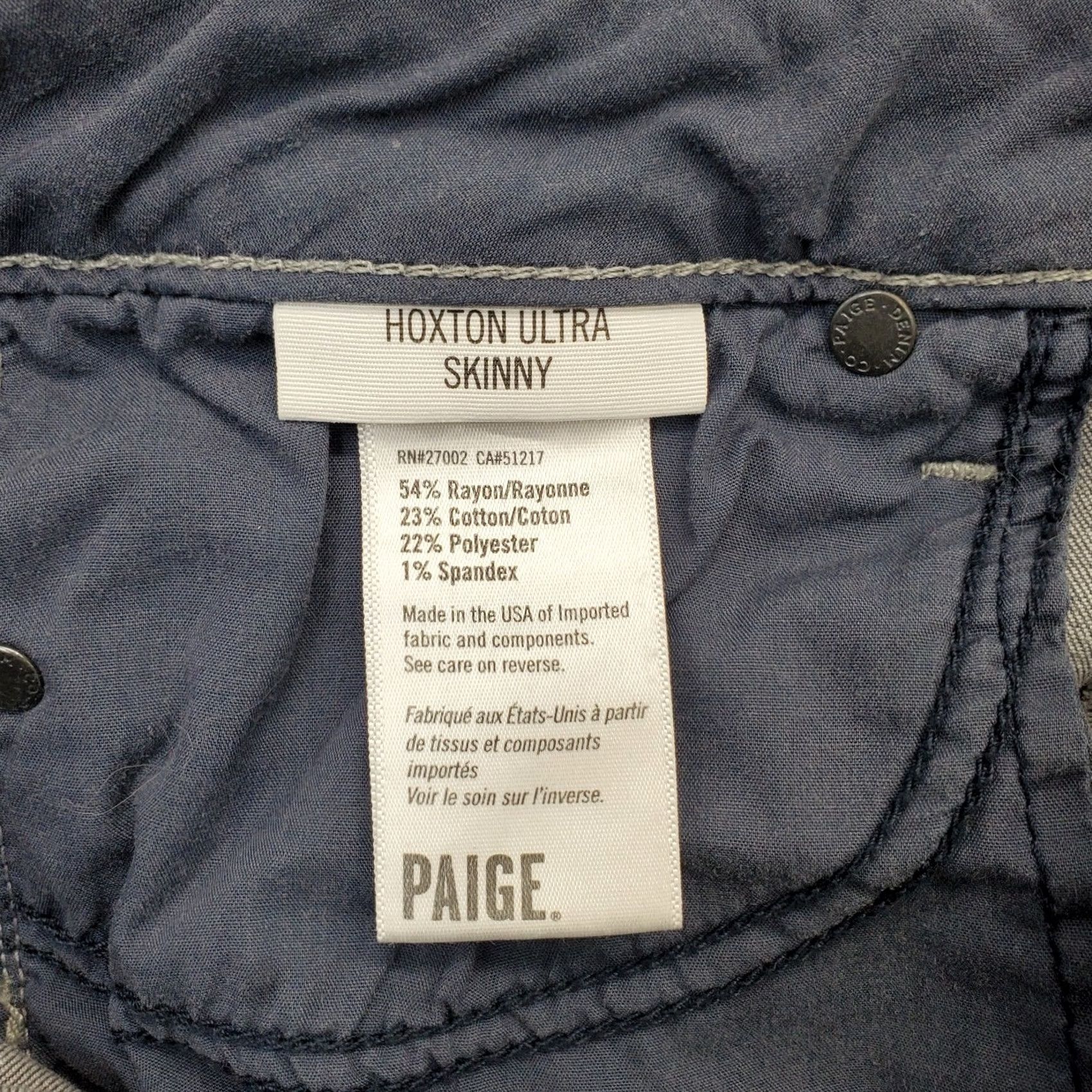 Paige Paige Jeans Womens 30 Gray Denim Hoxton Ultra Skinny Distressed Whiskered Jeans Slim 31in Inseam Womens 30 Gray Distressed Pockets Button Jeans Size 30" / US 8 / IT 44 - 7 Thumbnail