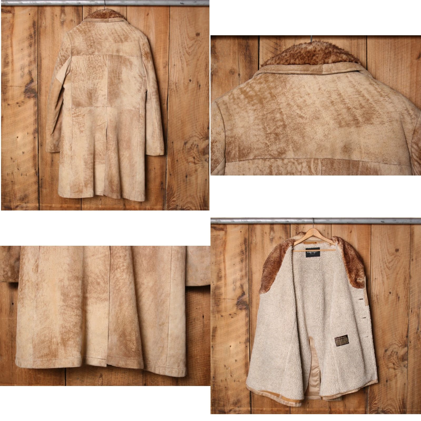 Vintage VINTAGE Vincents Sheepskin Suede Sherpa Lined Coat Men M Light Brown Wool Fur Western Button Wool Fur Collar 90s Mens Size US M / EU 48-50 / 2 - 8 Thumbnail