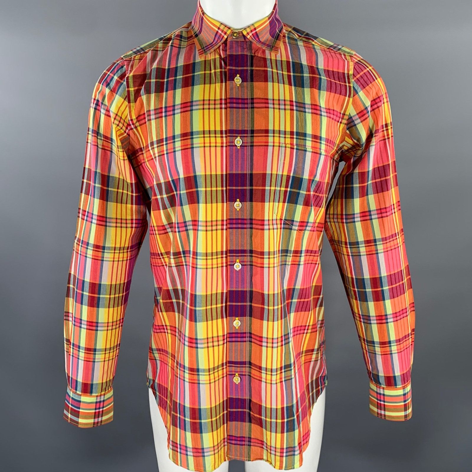 Paul Smith PAUL SMITH Size M Multi-Color Plaid Cotton Cutaway LS Shirt Size US M / EU 48-50 / 2 - 1 Thumbnail