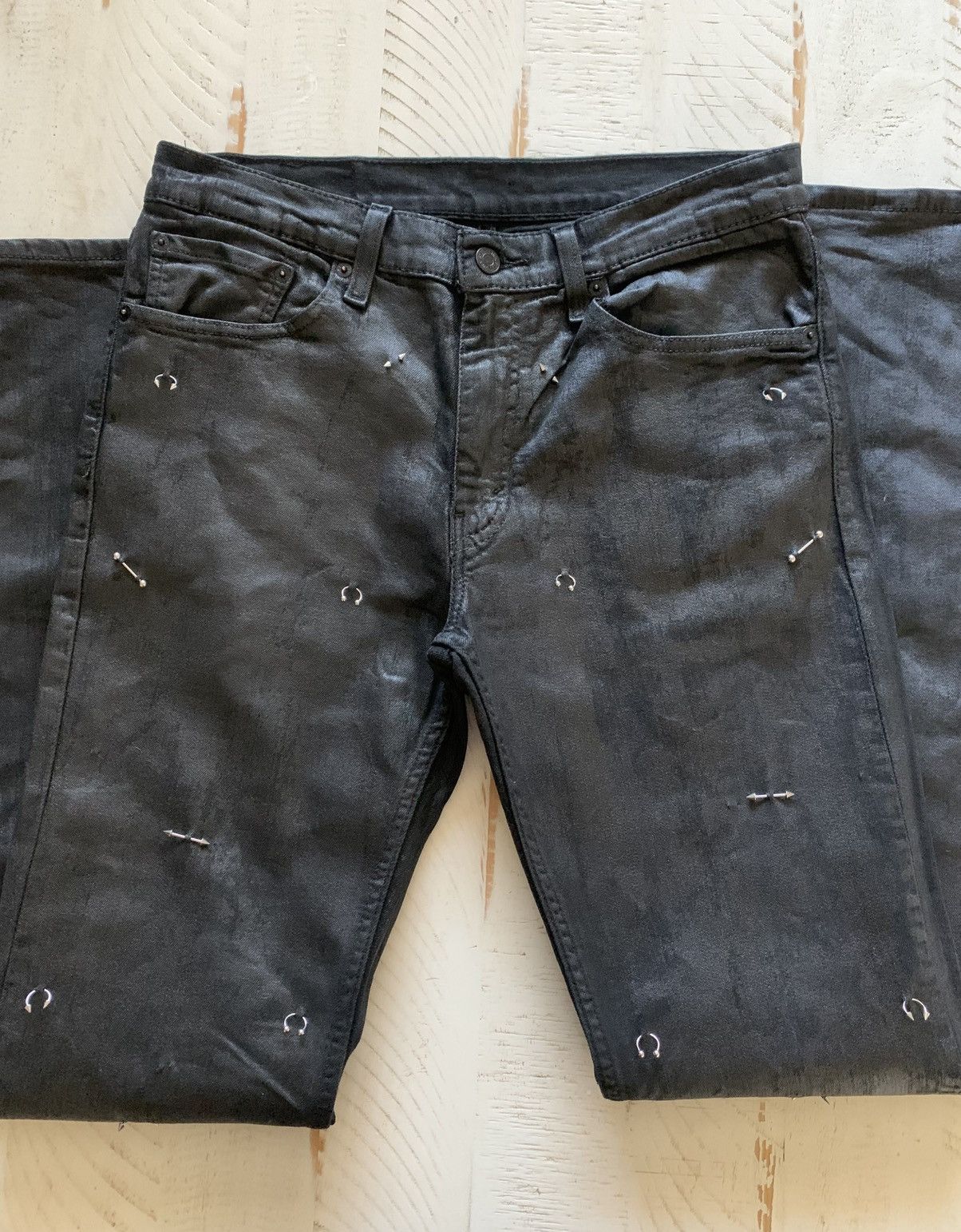 Other Black Waxed Raw Denim Jeans by Five-Koh | Grailed