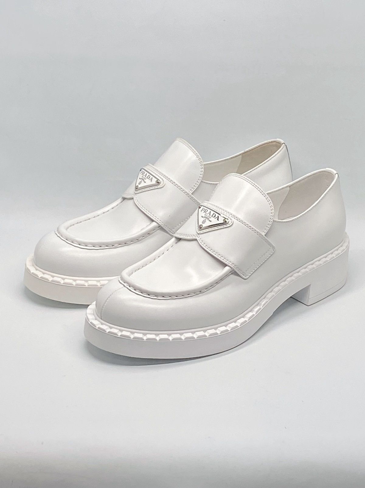 Prada Prada Spazzolato Logo Platform Leather Loafers size 40 Size US 10 / IT 40 - 1 Thumbnail