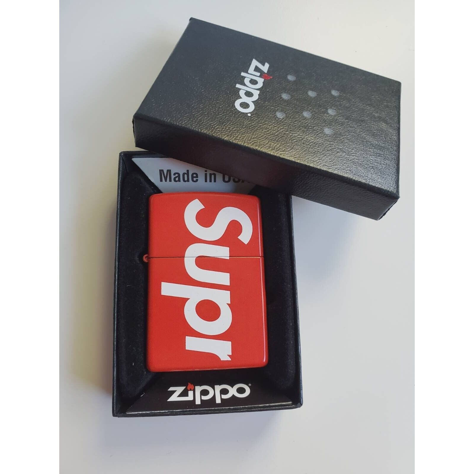 Genuine Zippo Supreme Logo Red Lighter W/ Box Collectable