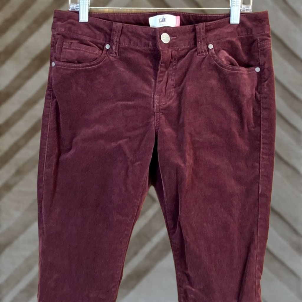 Vintage CAbi Womens Jeans Burgundy Corduroy Mid Rise Skinny Cotton Blend Stretch 8 Size 24" / US 00 / IT 34 - 1 Thumbnail