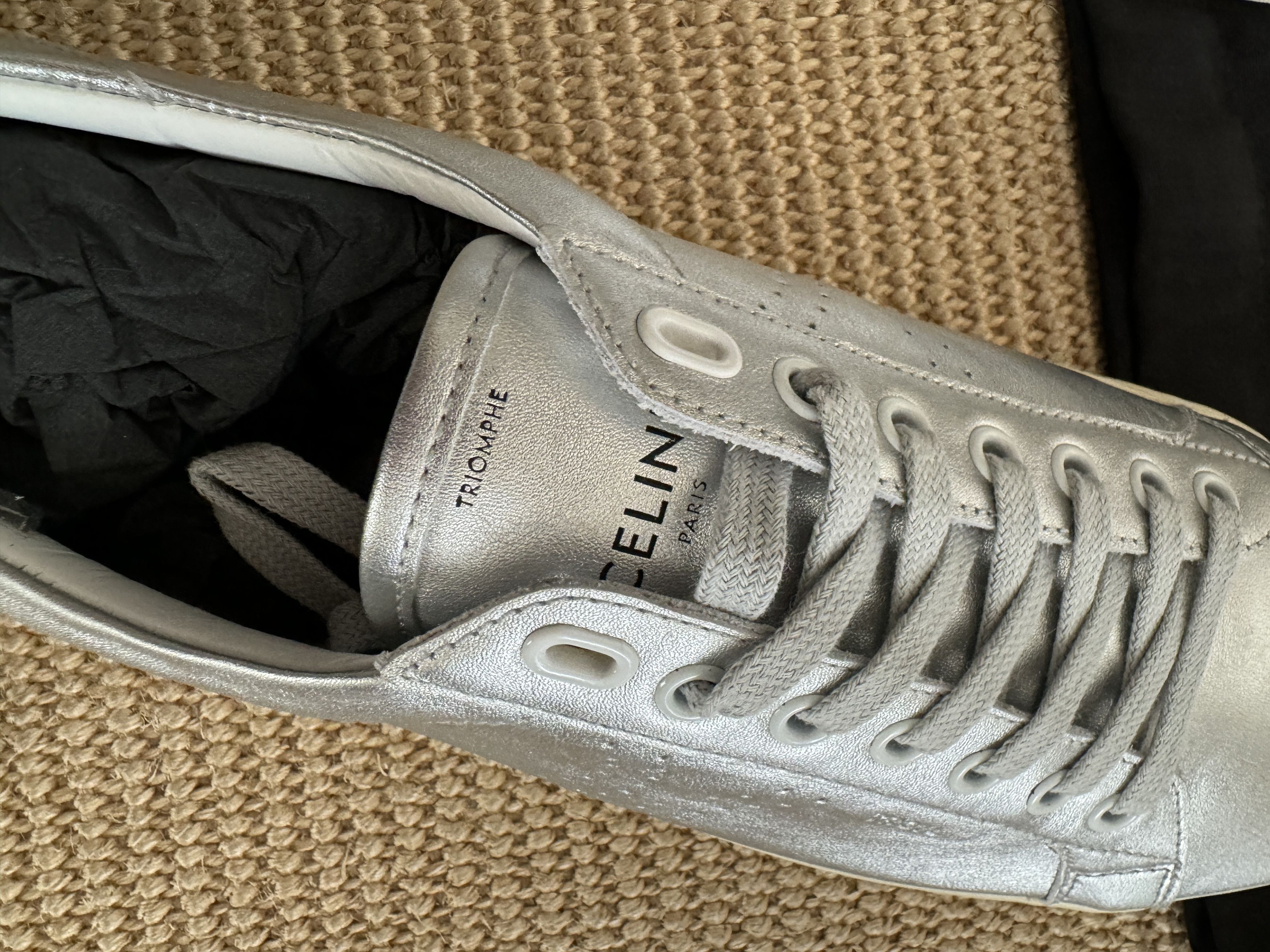 Celine × Hedi Slimane CELINE TRIOMPHE LOW LACE UP SNEAKER CALFSKIN
