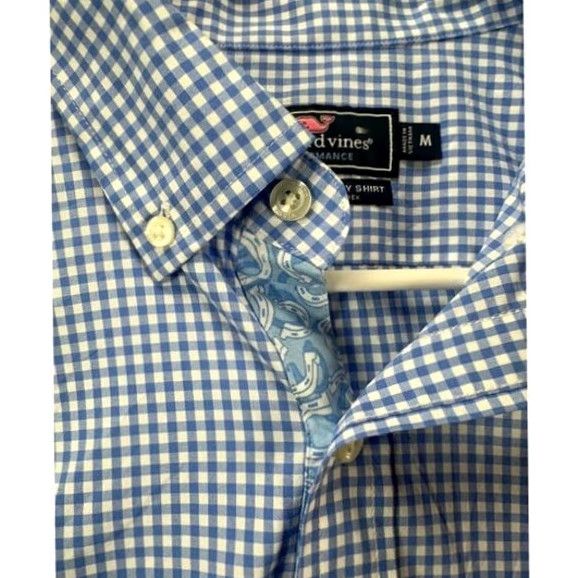 Vineyard Vines Vineyard Vines Shirt Mens Medium Performance Blue Gingham Murray Button Down NEW Size US M / EU 48-50 / 2 - 7 Thumbnail