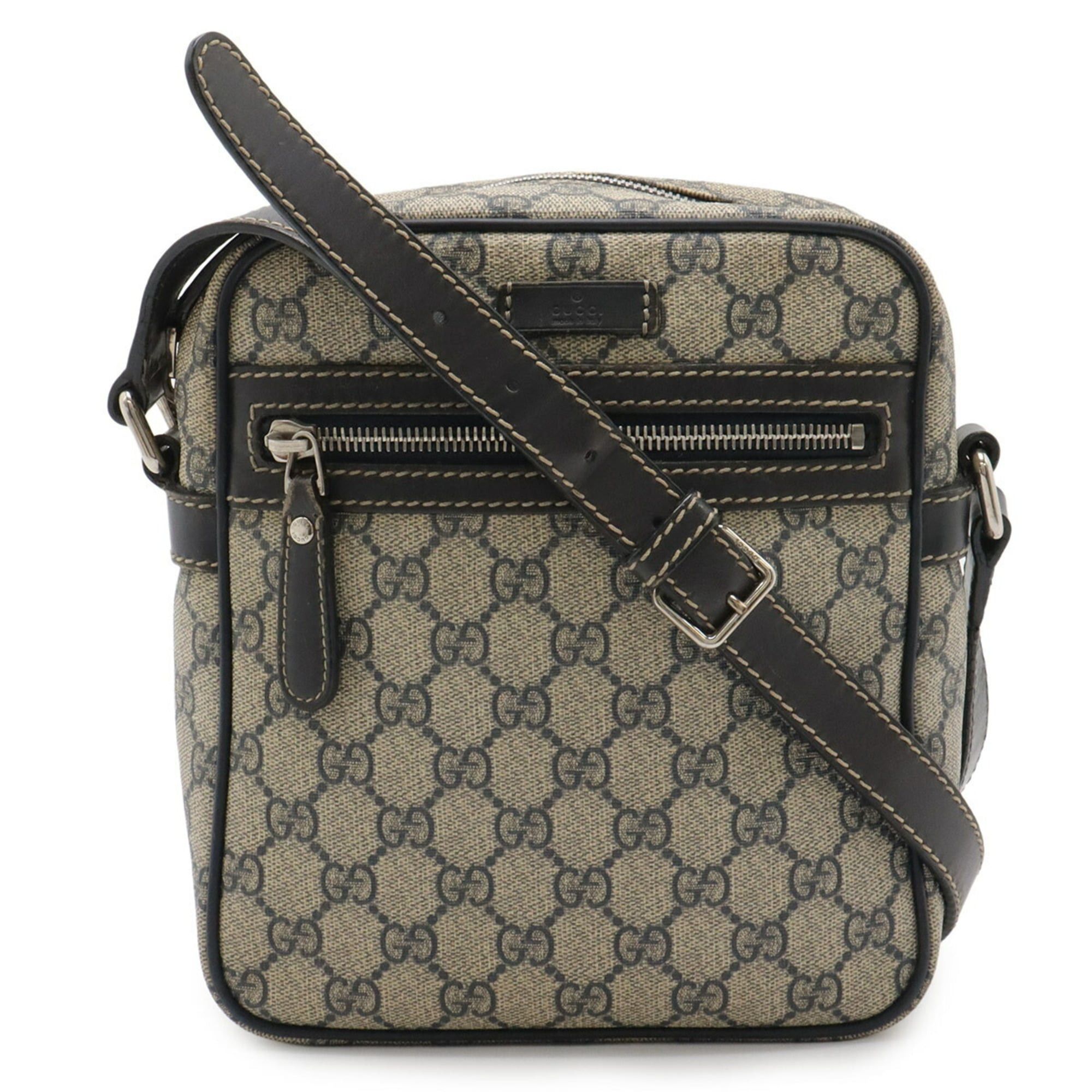 Gucci GG Plus Supreme Shoulder Bag Pochette Leather Navy/beige 233268, Women's
