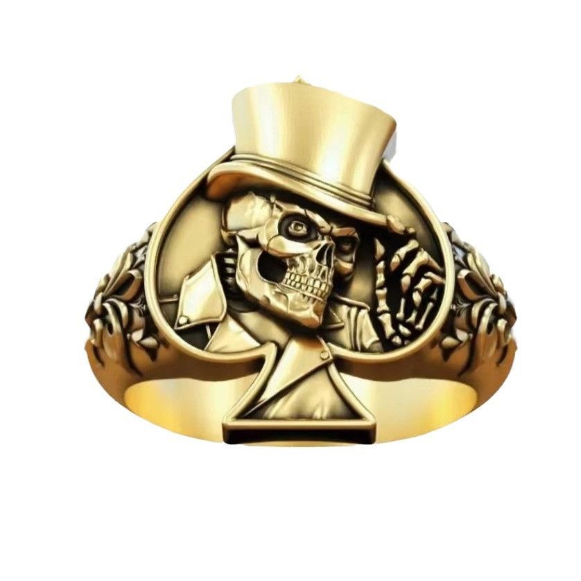 Jewelry Skull Modern Jewelry Rings Open Size Chrome Ring (Size 7-13) Size ONE SIZE - 2 Thumbnail