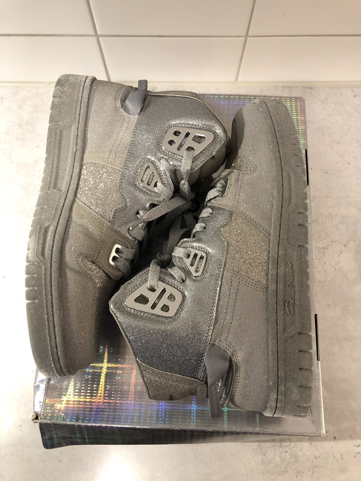 Acne Studios Acne Studios Silver HighTop Glitter Sneakers Size US 10 / EU 43 - 7 Thumbnail