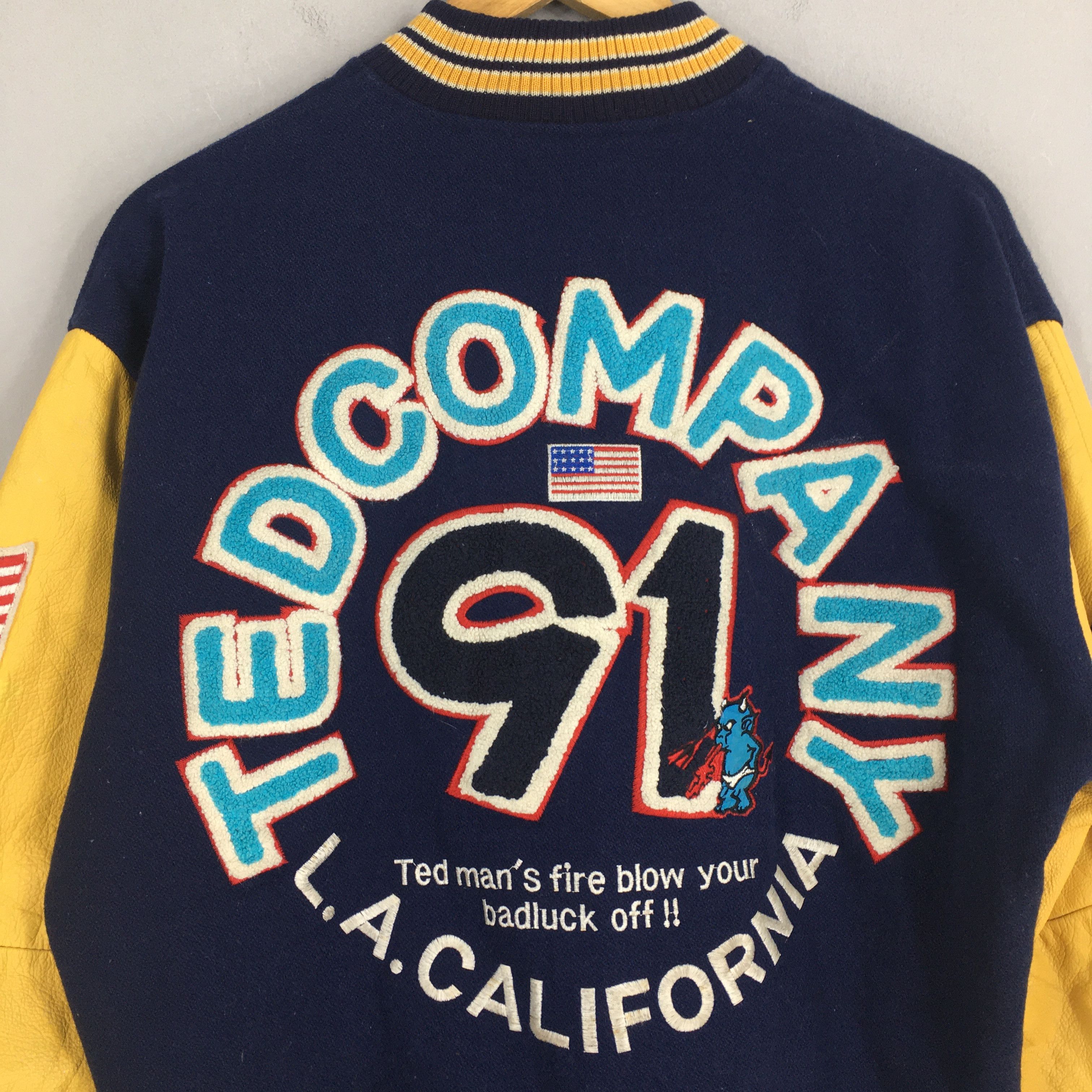 Tedman Vintage 90's Ted Company Leather Varsity Bomber Jacket L Size US L / EU 52-54 / 3 - 8 Thumbnail