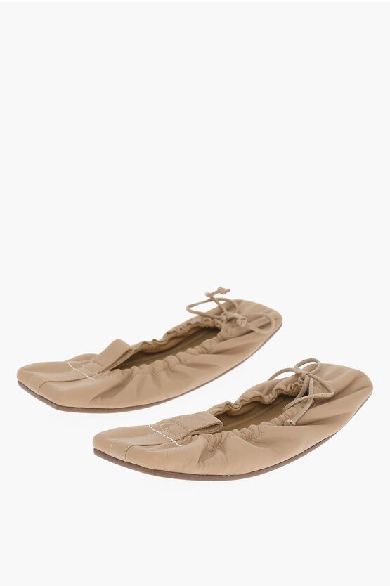 image of Maison Margiela Mm6 Square Toe Leather Ballet Flats in Pink, Women's (Size 8)