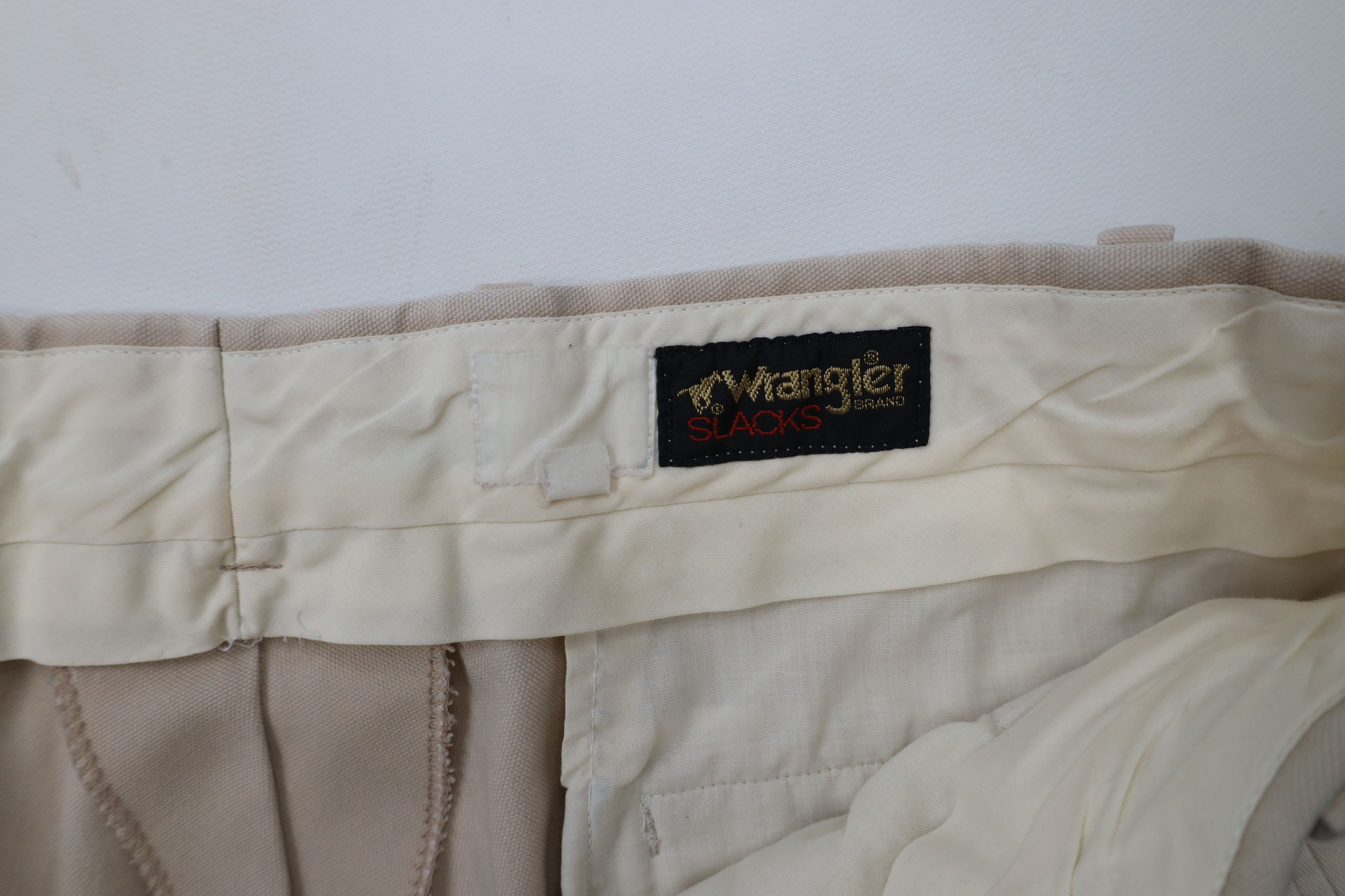 Vintage × Wrangler Vintage 70s Wrangler Flared Wide Leg Chino Pants Beige USA Size US 34 / EU 50 - 9 Thumbnail