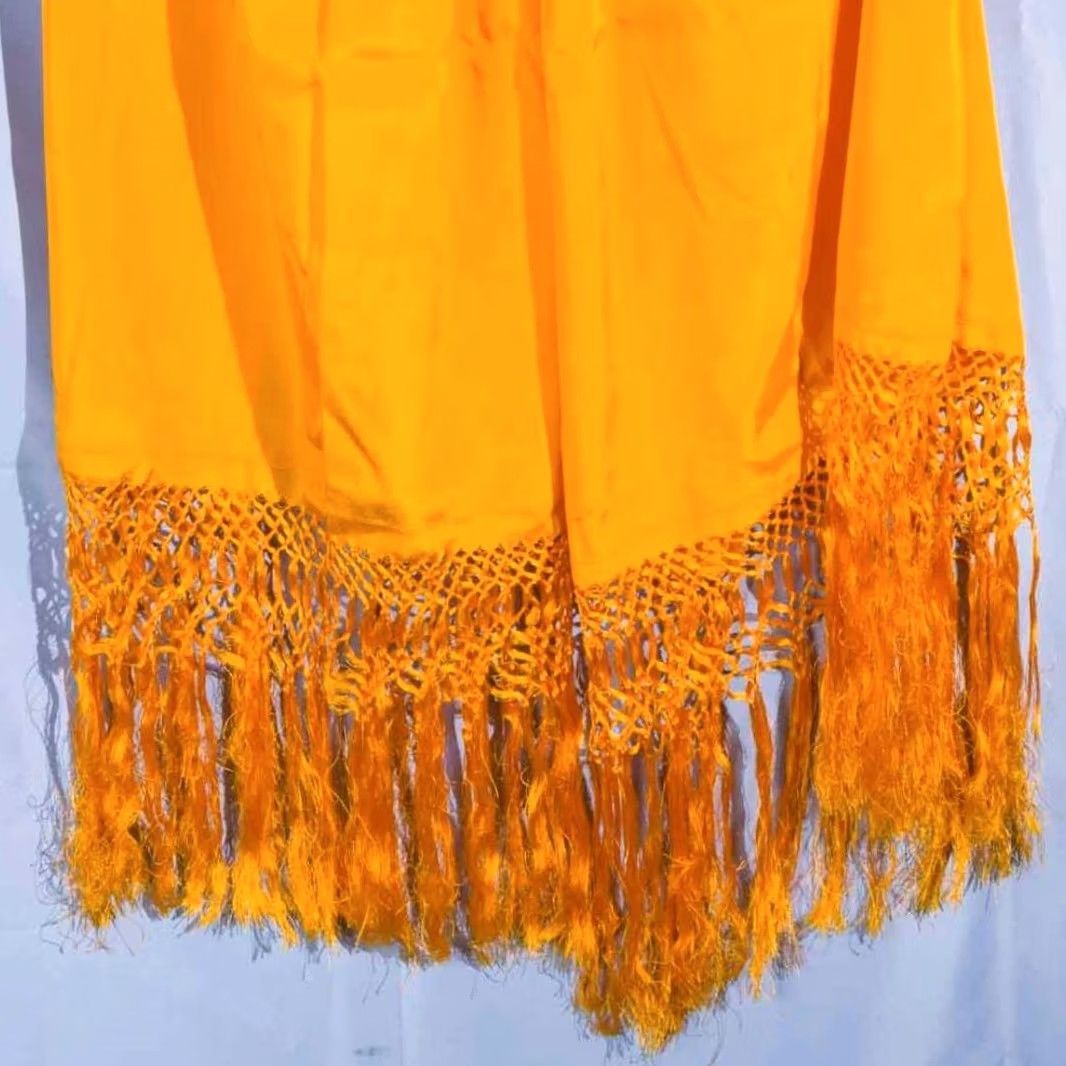 Vintage Nylon Shawl Scarf for Evening Gown - Yellow, Women's Scarf, 27"x70" Size ONE SIZE - 2 Thumbnail