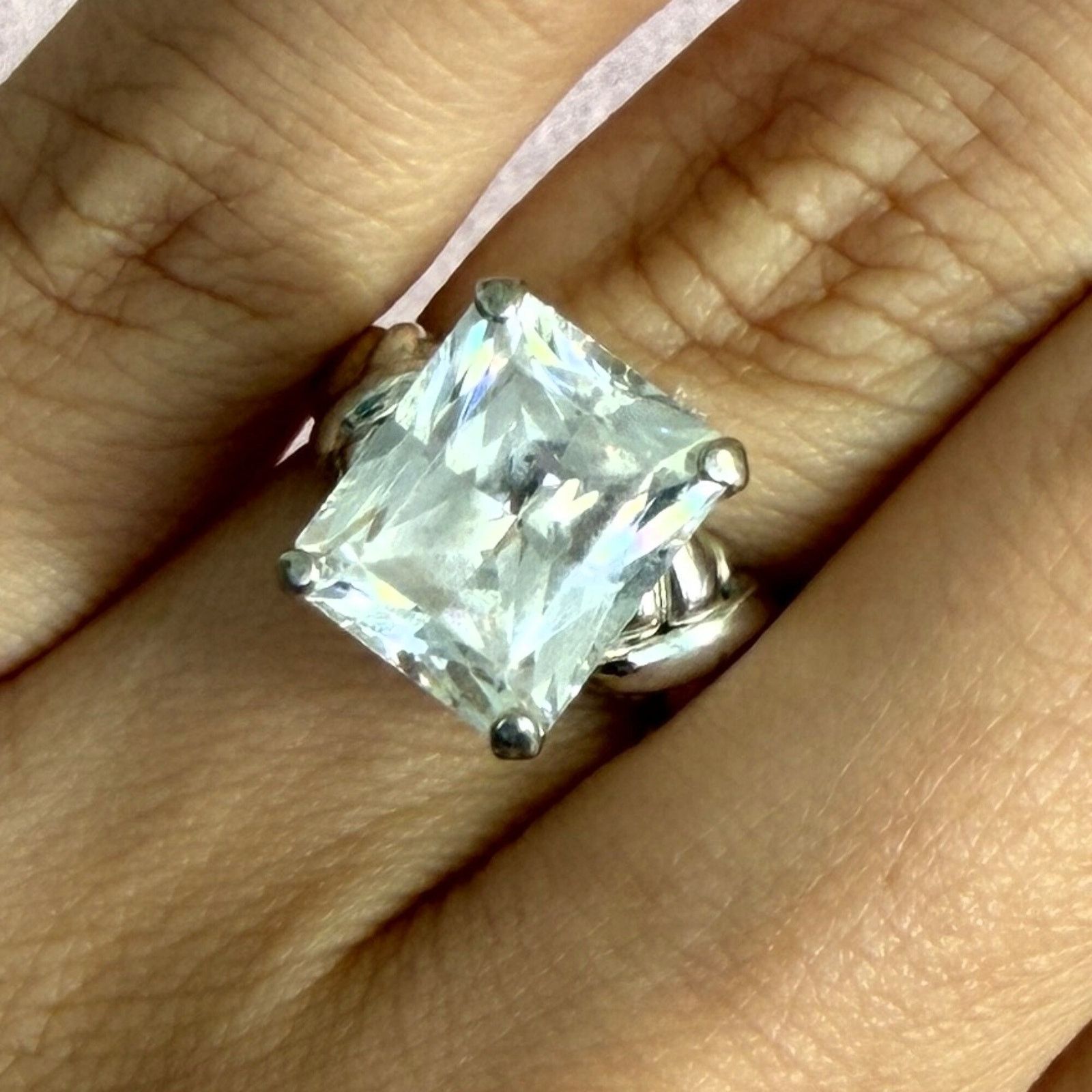 Sterling Silver sterling silver emerald-cut cz engagement ring size 5.75 Size ONE SIZE - 1 Thumbnail
