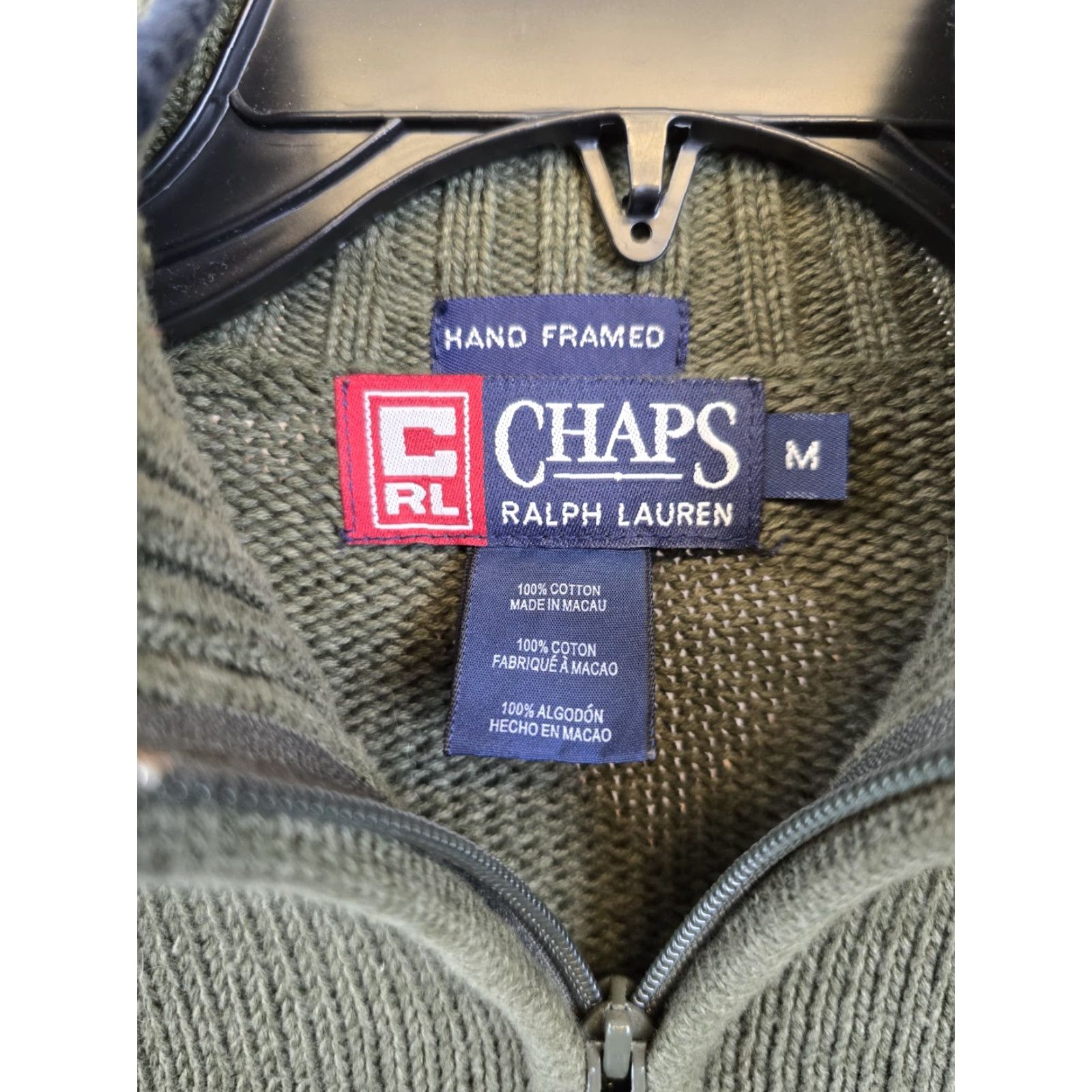 Chaps Chaps Ralph Lauren Men's Pullover Cotton 1/4 Zip Sweater - Size M - Green - Regular Fit, Long Sleeve, Collared Knit Sweatshirt Size US M / EU 48-50 / 2 - 4 Thumbnail
