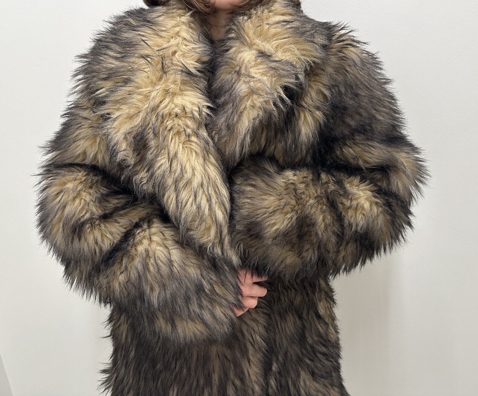 H&M × Paco Rabanne Paco Rabane H&M Faux Fuzzy Fur Long Coat Rare Size S / US 4 / IT 40 - 2 Thumbnail