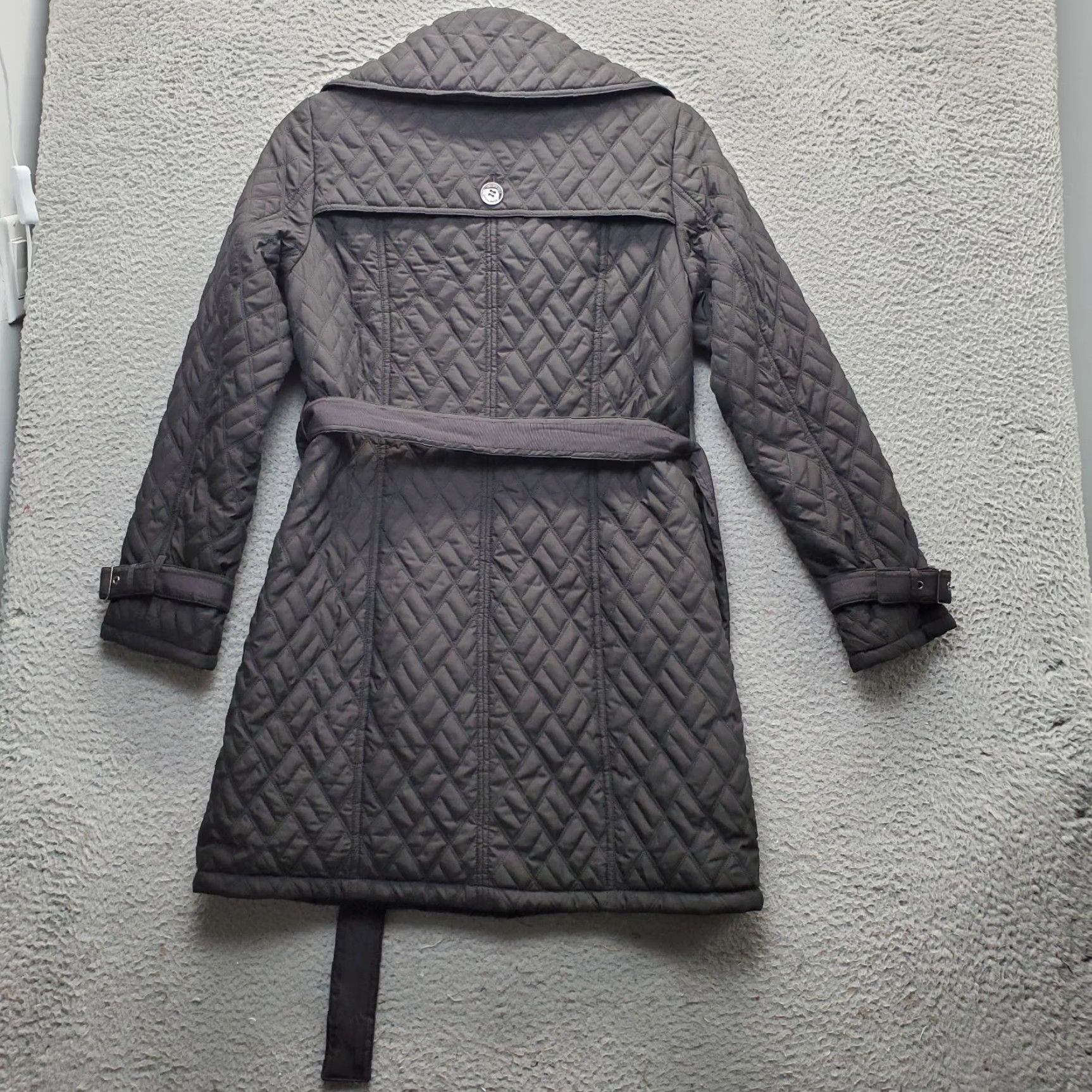 Kenneth Cole Kenneth Cole Quilted Coat Women M Black Belted Waist Long Sleeve Snap Inside Zip Coat Womens M Black Quilted Belted Zip Inside Snap Size M / US 6-8 / IT 42-44 - 2 Thumbnail