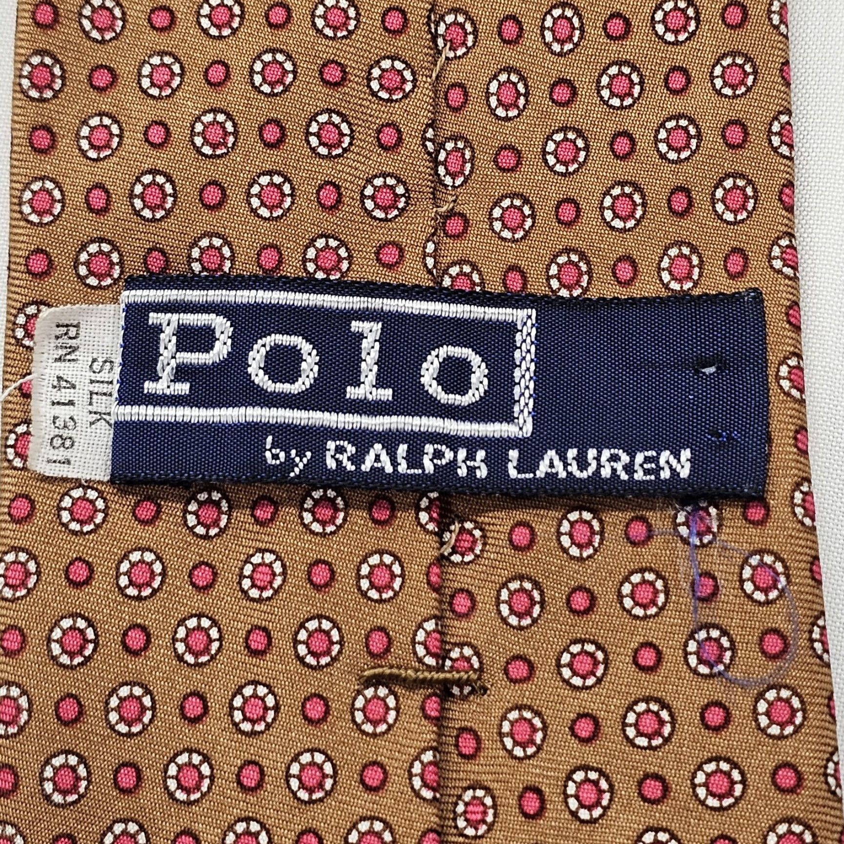Polo Ralph Lauren VINTAGE Polo Ralph Lauren Necktie Mens Copper Geometric Red Polk Dots Silk Tie Size US M / EU 48-50 / 2 - 5 Thumbnail