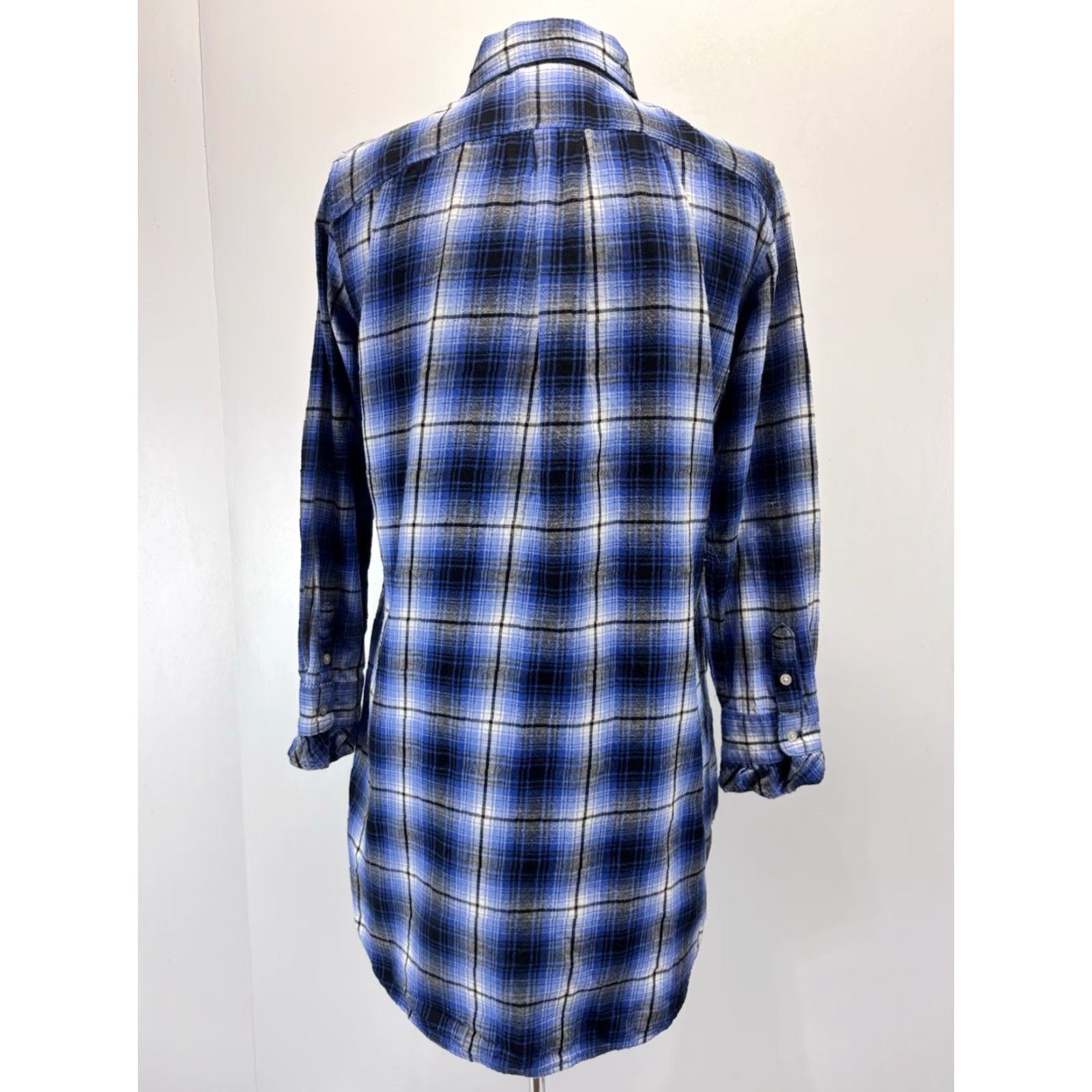 Ralph Lauren Ralph Lauren Women's Flannel Shirt Dress Sz Small Casual Long Sleeve Collared Plaid Cotton Blue Preppy Size S / US 4 / IT 40 - 3 Thumbnail
