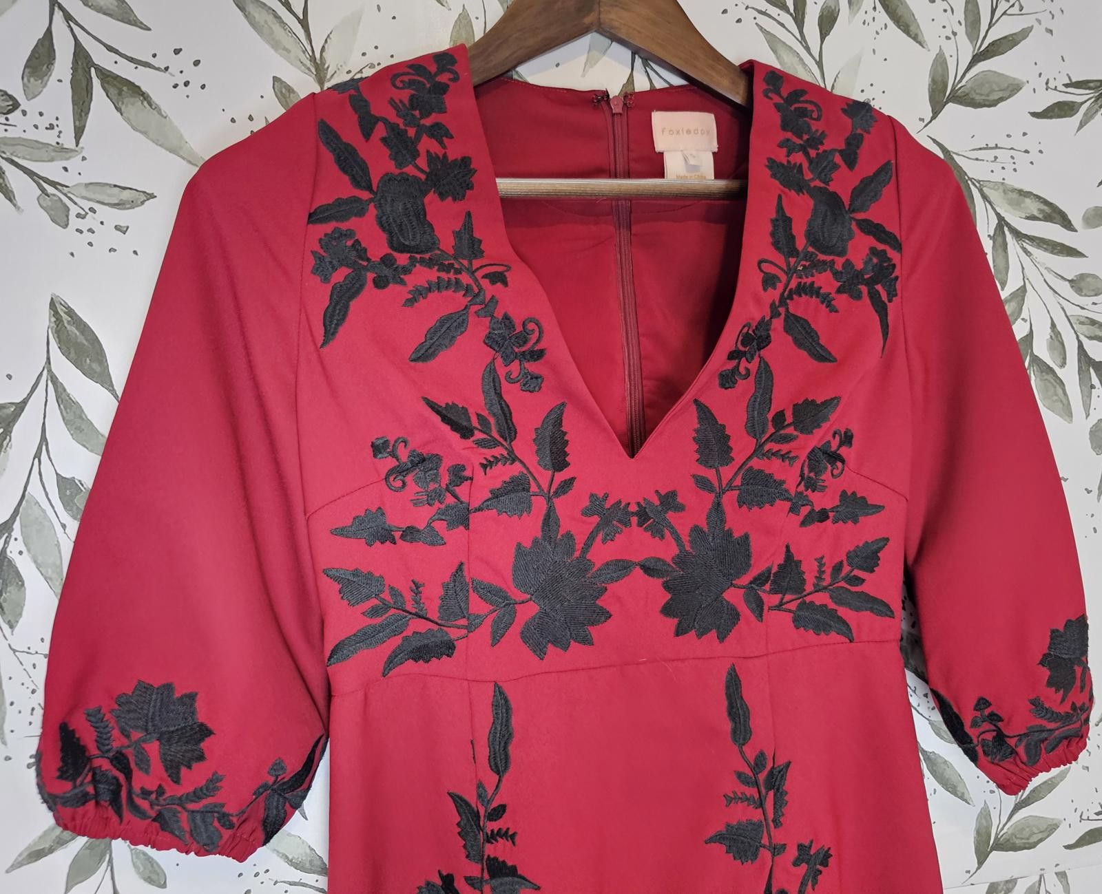 Other Foxiedox Anthropologie Dress Red Womens Size S Embroidered Size XS / US 0-2 / IT 36-38 - 2 Thumbnail