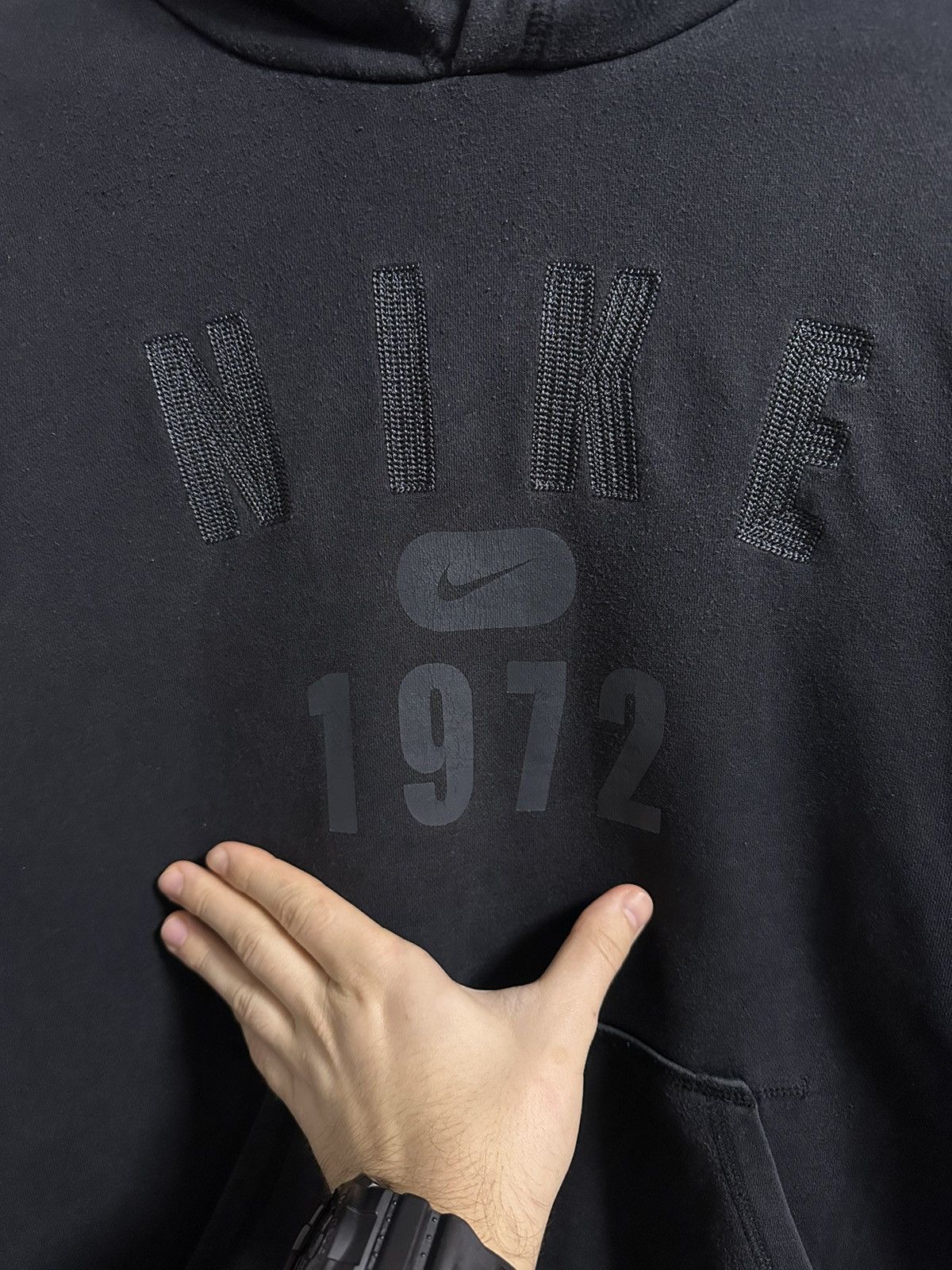 Nike Rare Vintage Hoodie Nike Small Swoosh Centr Logo Drill. Size US XL / EU 56 / 4 - 2 Thumbnail