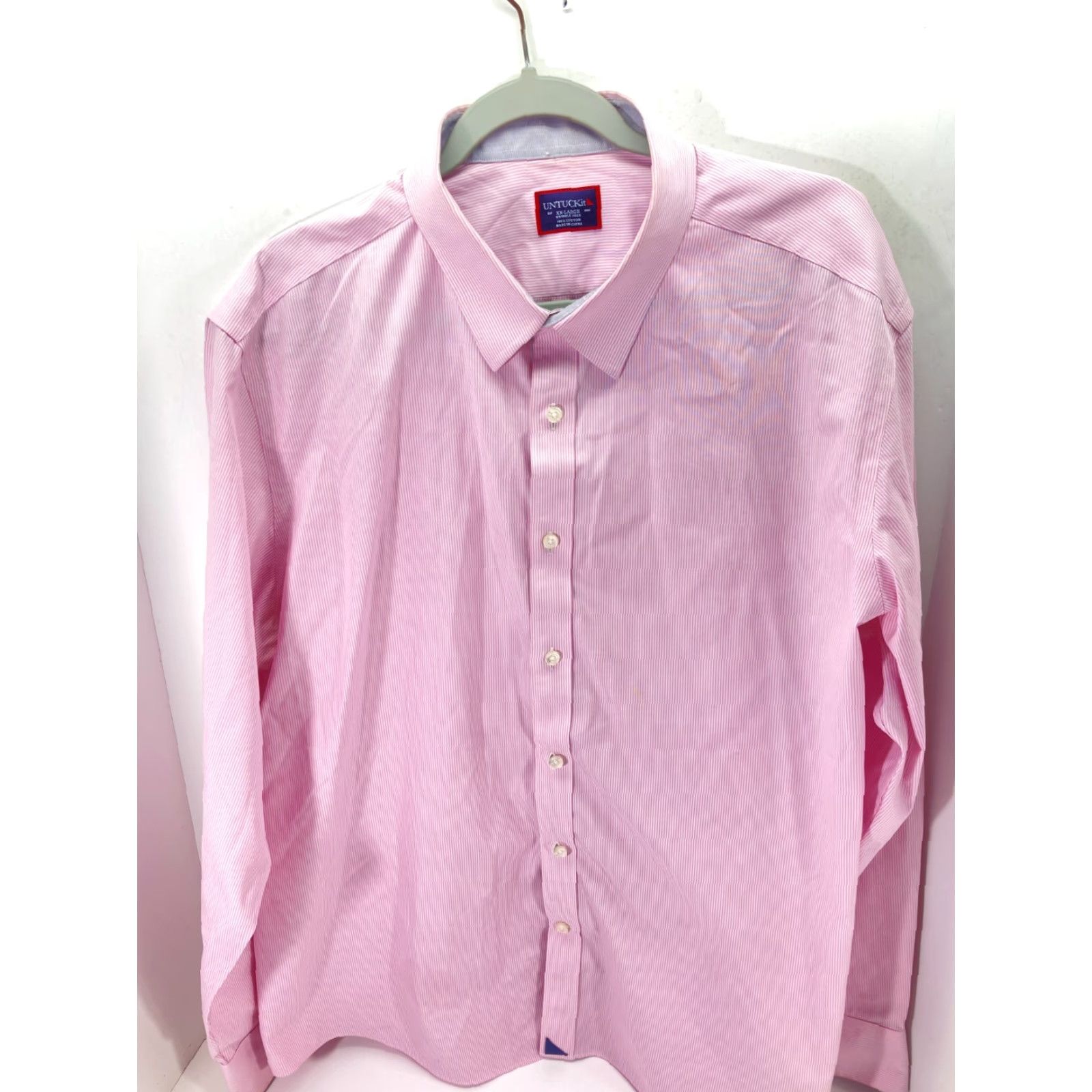 UNTUCKit Untuckit Dress Shirt Mens 2XL Pink Striped Slim Fit Long Sleeve Shirt Size 48R - 3 Thumbnail
